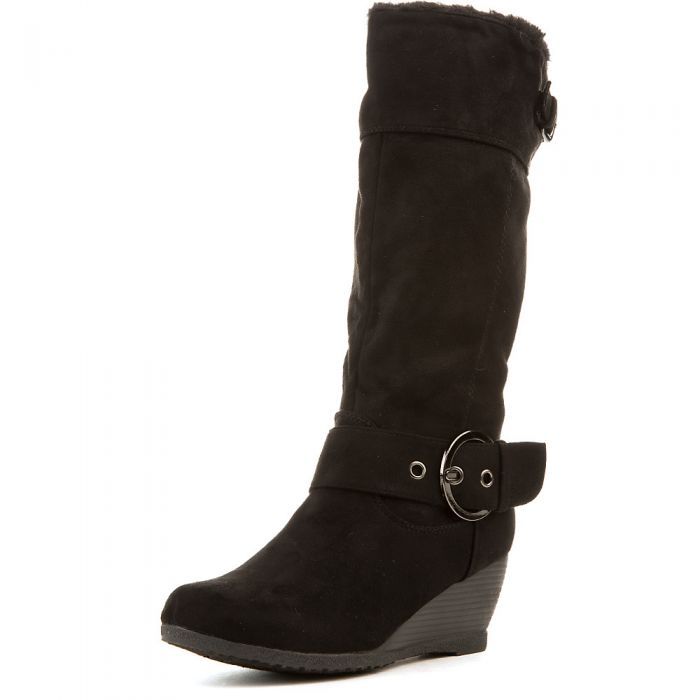 ELEGANT Women S Monicay Mid Calf Wedge Boot MONICAY BLACK Shiekh