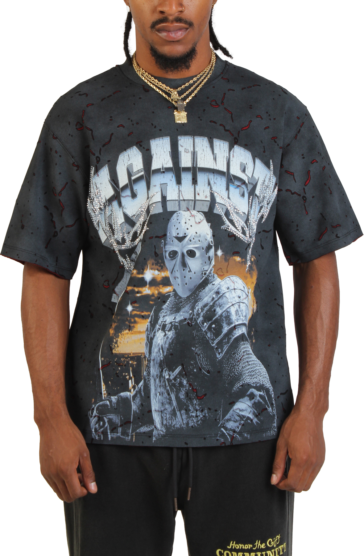 AKS Hockey Mask Ice Warrior T-Shirt AKJUL25TS_08-BLK - Shiekh