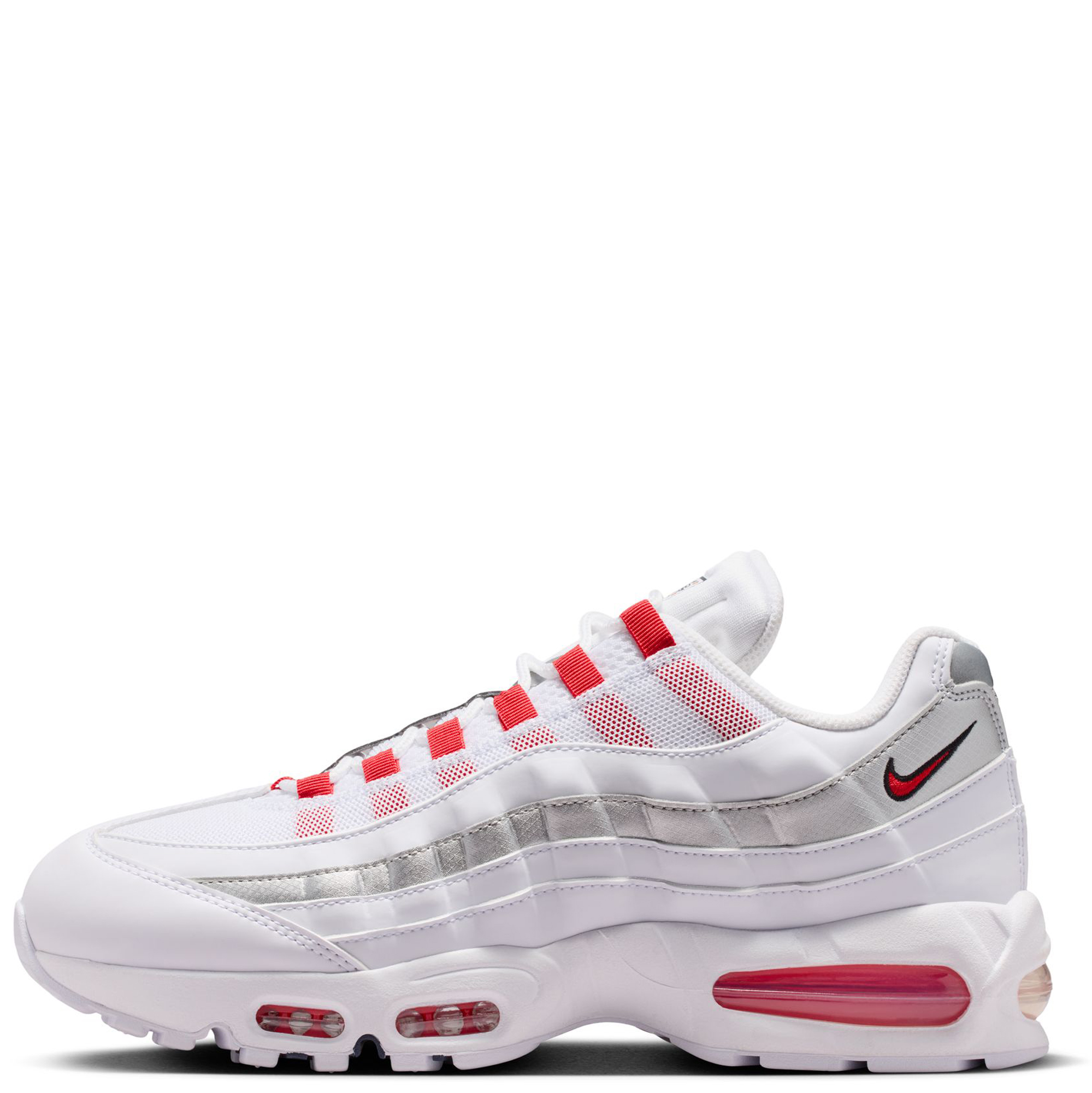 Men Air Max 95 SE White/Speed Red-Metallic Silver-Obsidian Sneakers 12 White/Speed Red-Metallic Silver-Obsidian