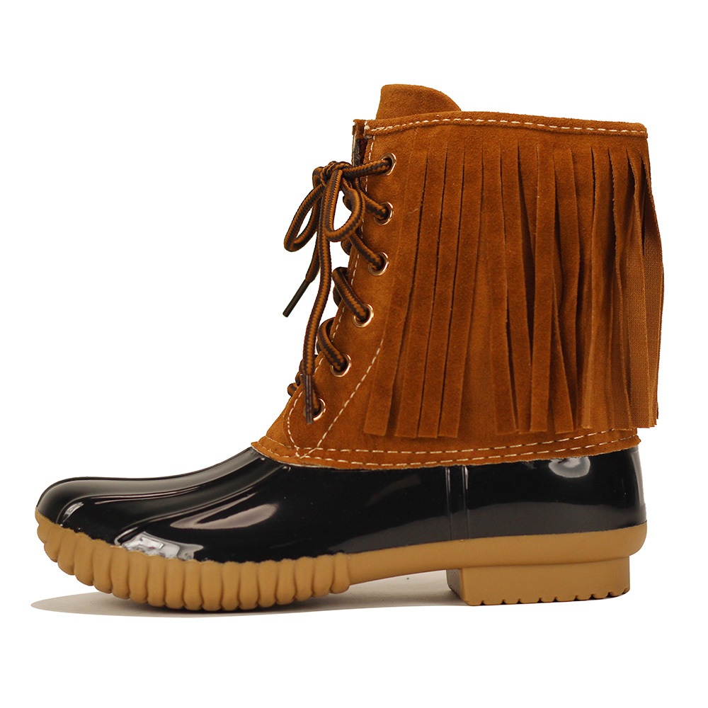 fringe duck boots