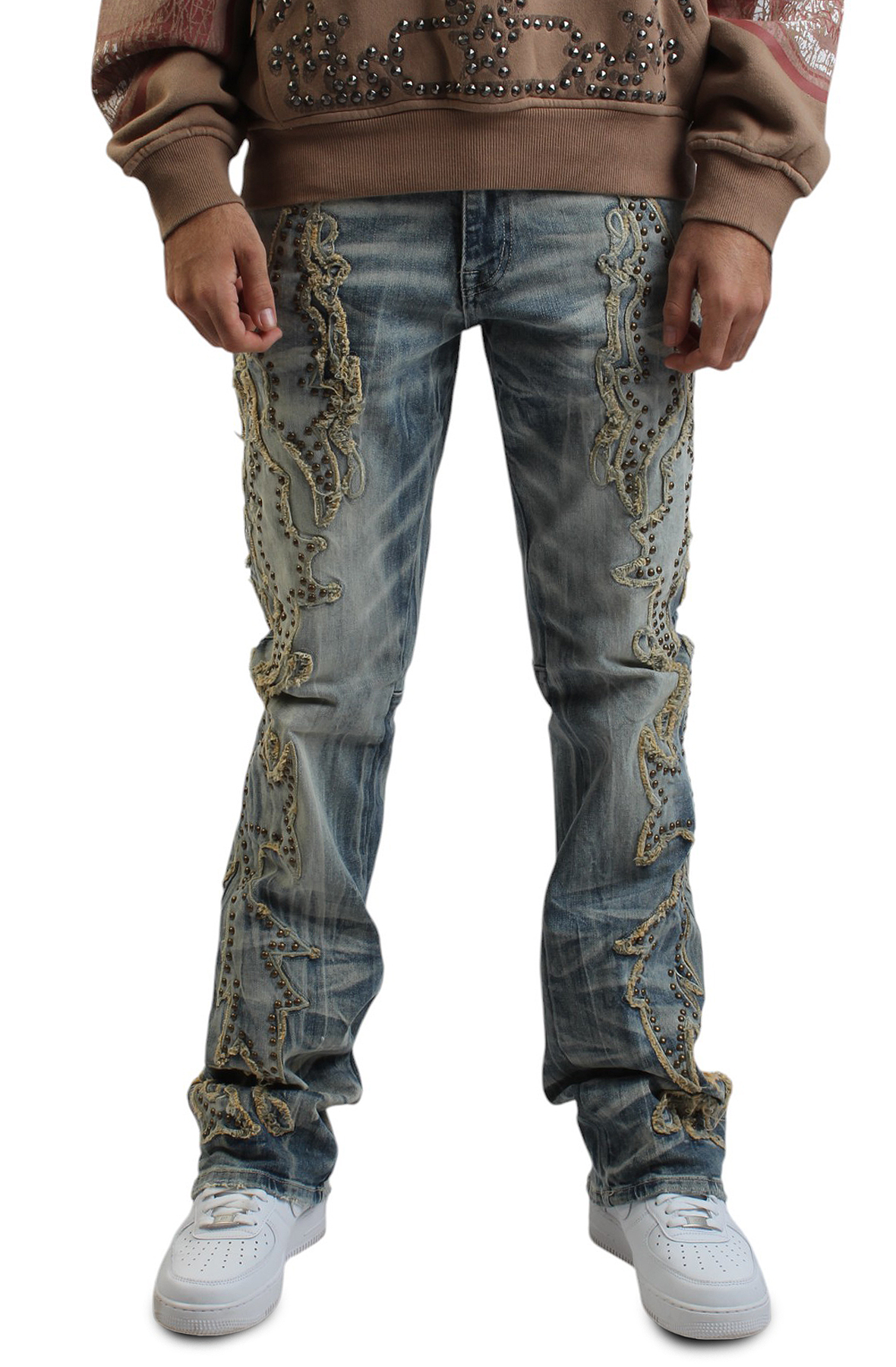 SMOKE RISE Tribal Flare Stacked Jeans JP25119SK-CHEST - Shiekh SMOKE RISE Tribal Flare Stacked Jeans JP25119SK-CHEST - Shiekh