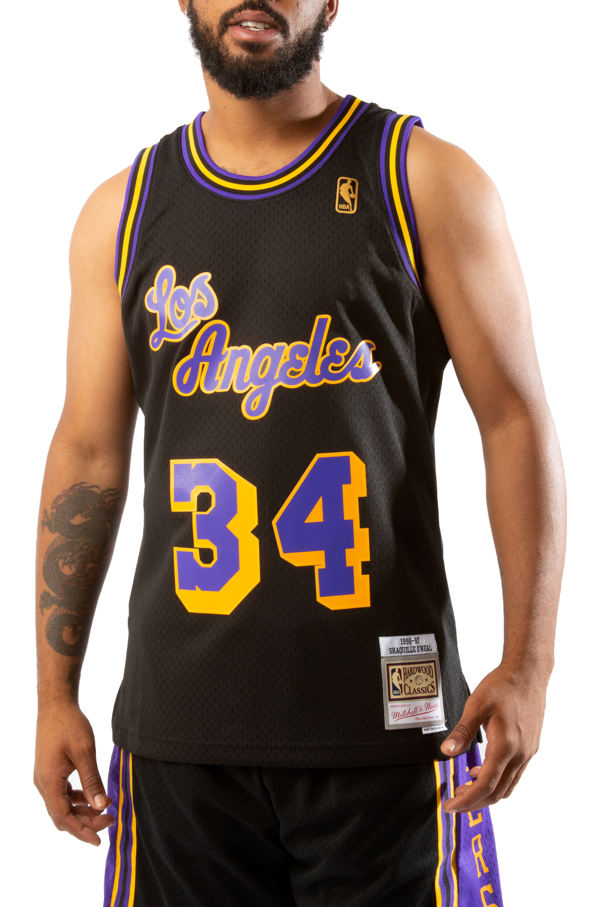 Men's Mitchell & Ness Shaquille O'Neal Purple Los Angeles Lakers Hardwood  Classics Name & Number Pullover Hoodie