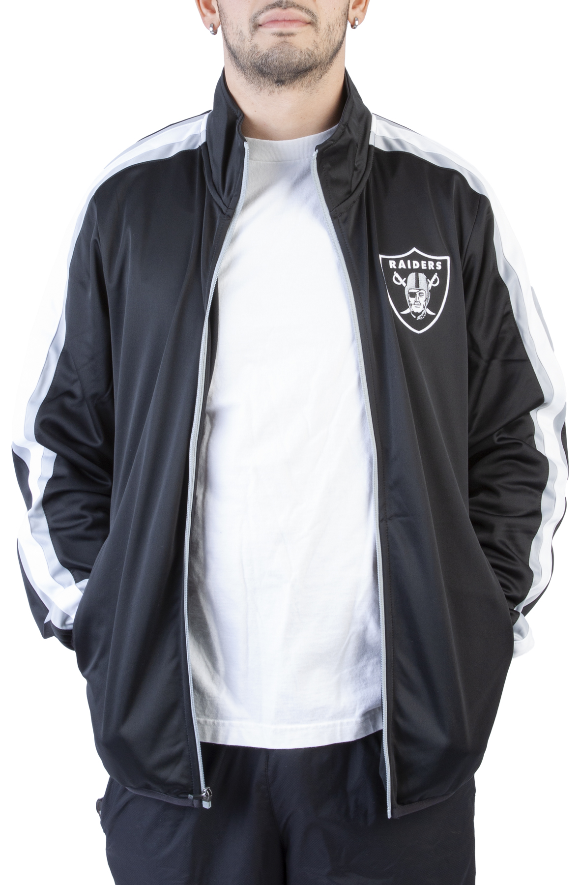 New Era Las Vegas Raiders Women's Sleeve Name Full-Zip Hoodie Sweatshirt 22 / L