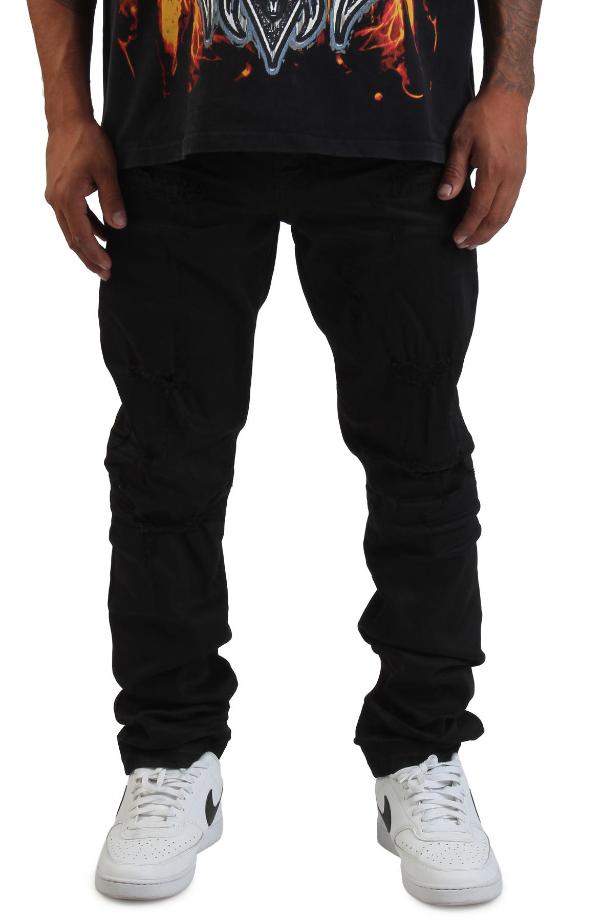 SMOKE RISE Nobody Ripped Jeans JP23733SK-BLK - Shiekh
