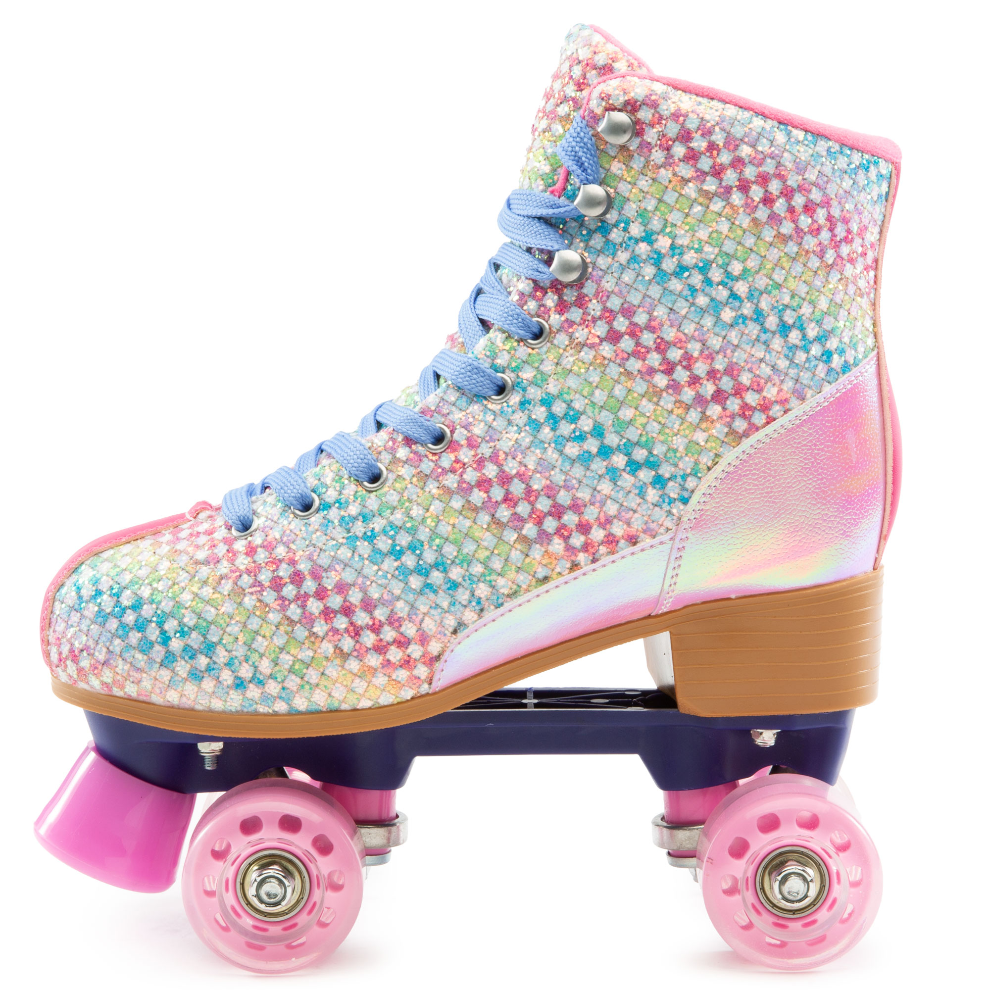 COSMIC SKATES Archie-27 Rainbow Checker Roller Skates ARCHIE