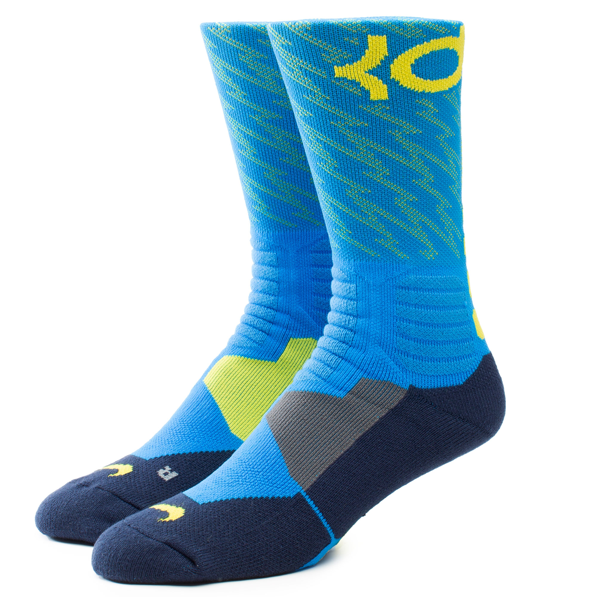 Nike Elite KD Versatility Crew Basketball Socks, Blue Black Orange MED  5375-406 