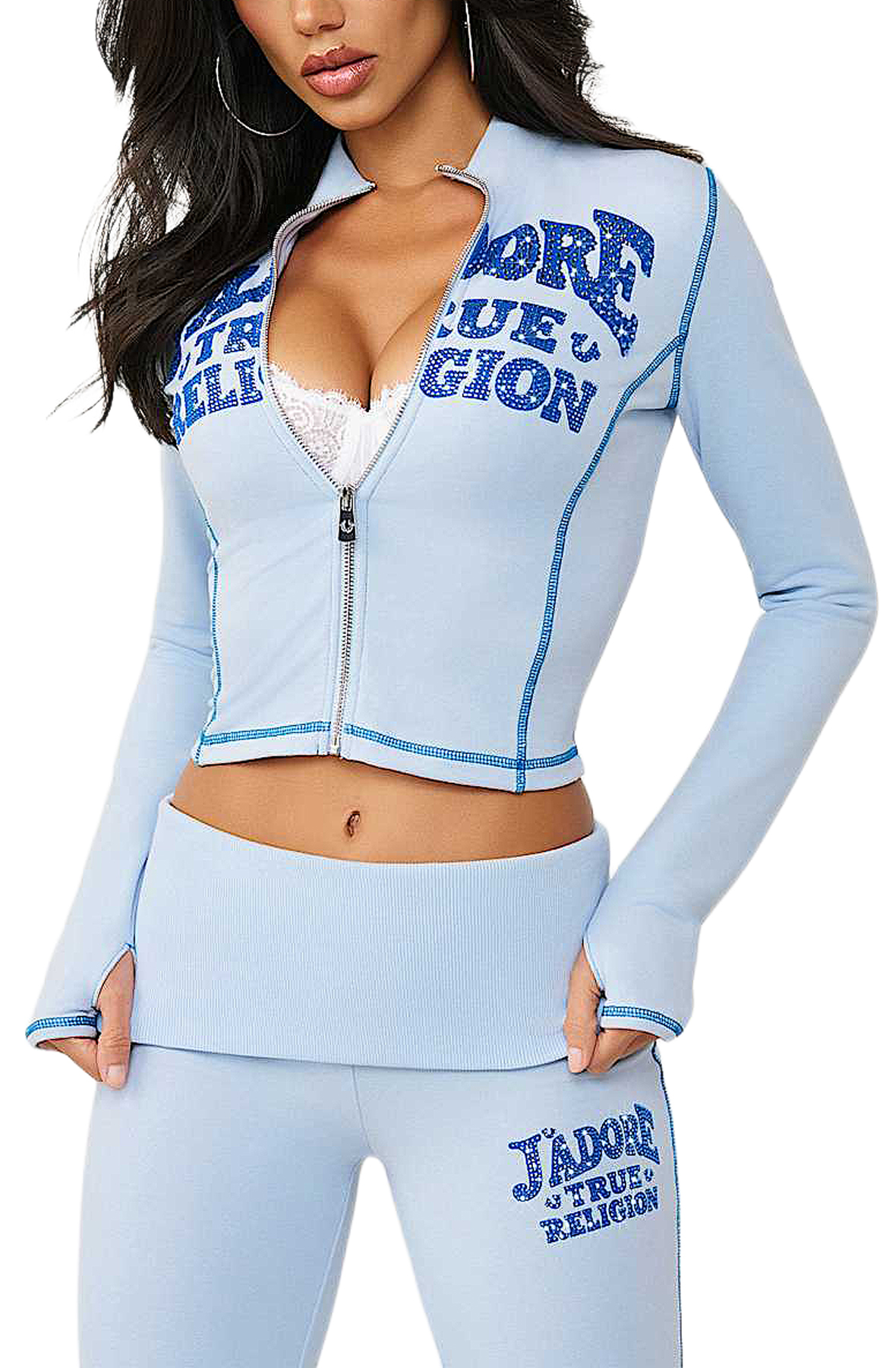 ジャケット・アウター Truly TRUE RELIGION Crystal J'adore Terry Zip-Up Jacket 210733C - Shiekh