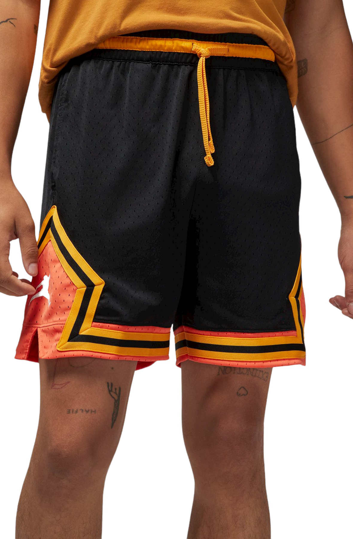 black and orange jordan shorts