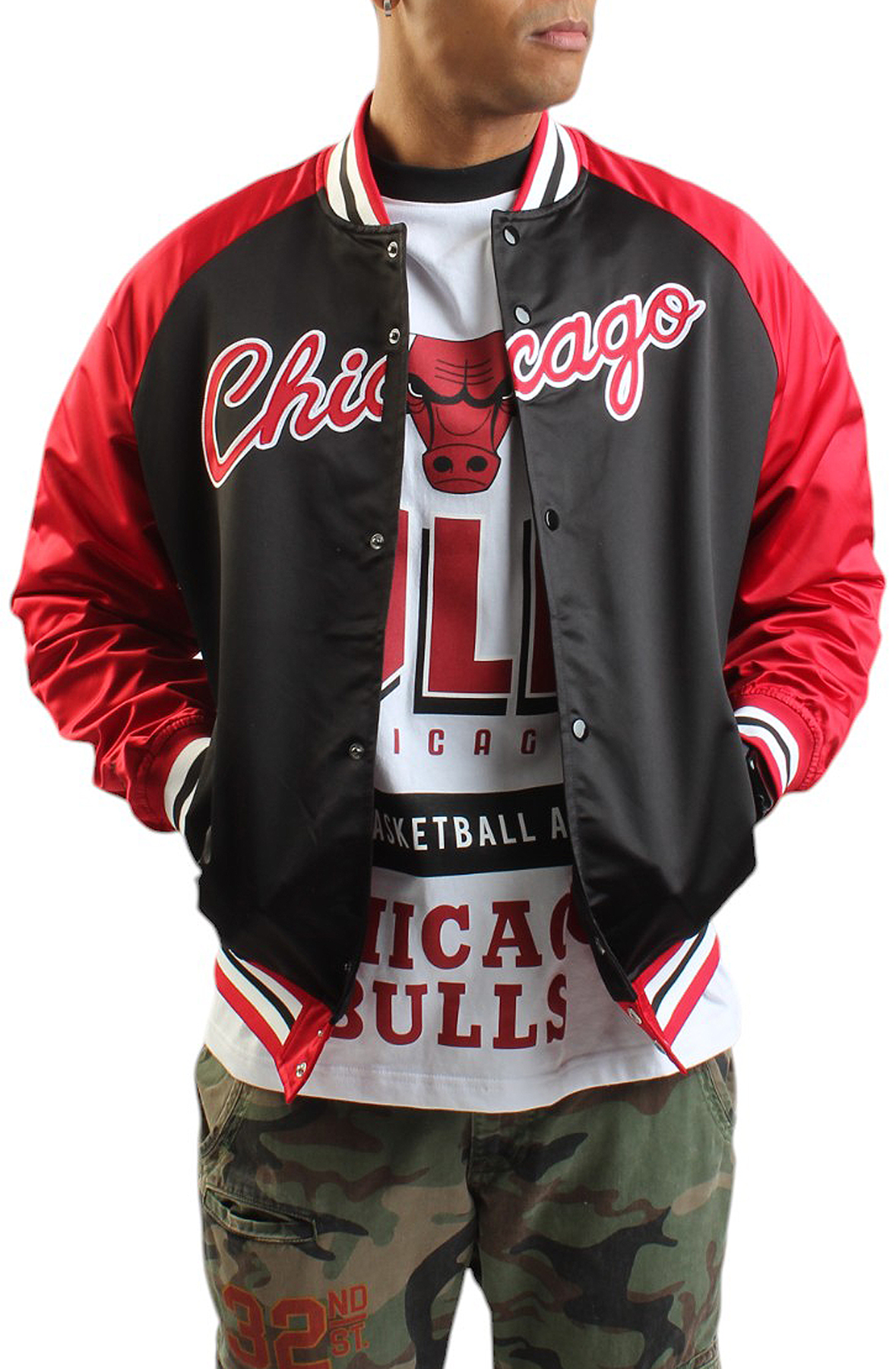 MITCHELL AND NESS NBA Chicago Bulls Vintage Logo Satin Jacket