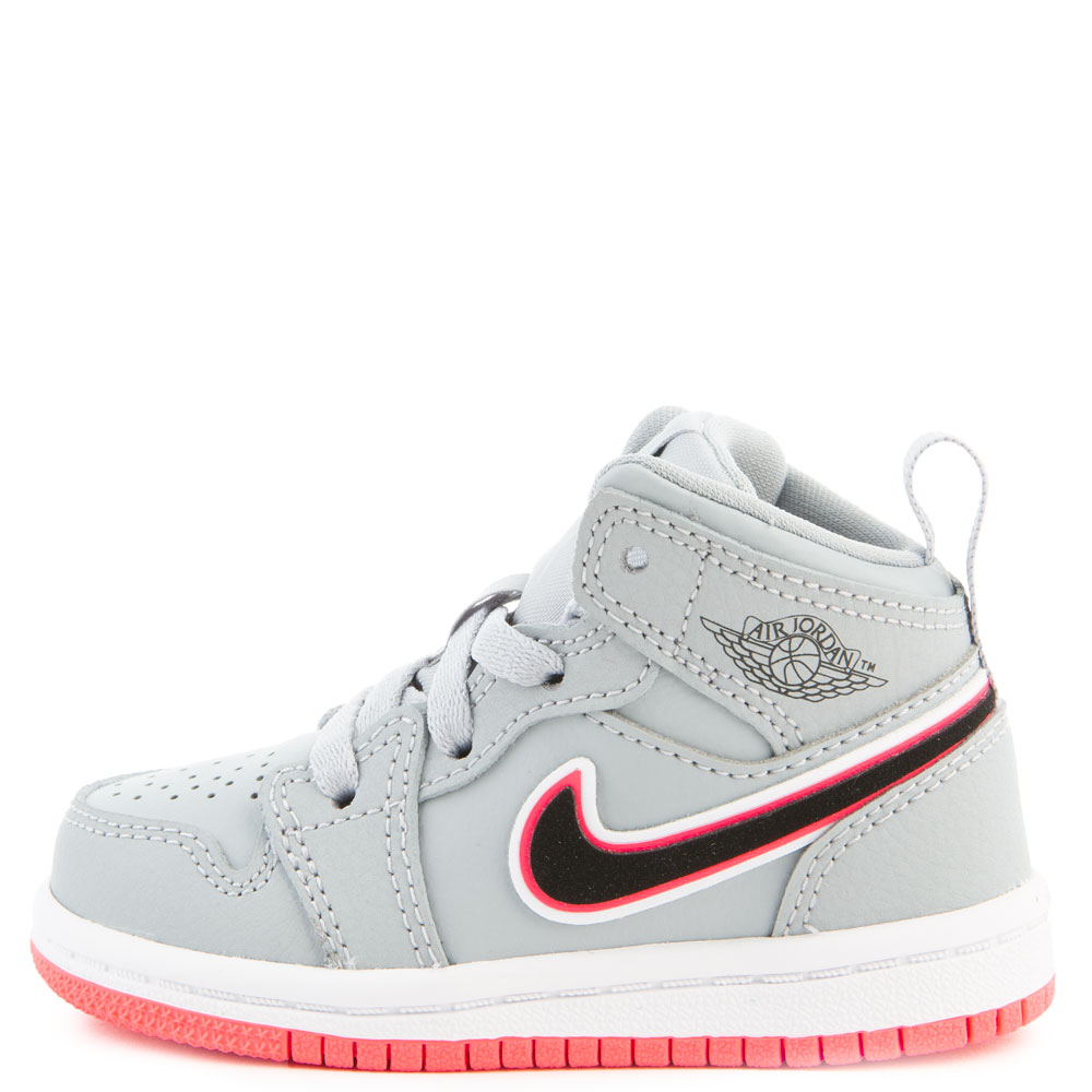 Td Air Jordan 1 Mid Wolf Grey Black Racer Pink White