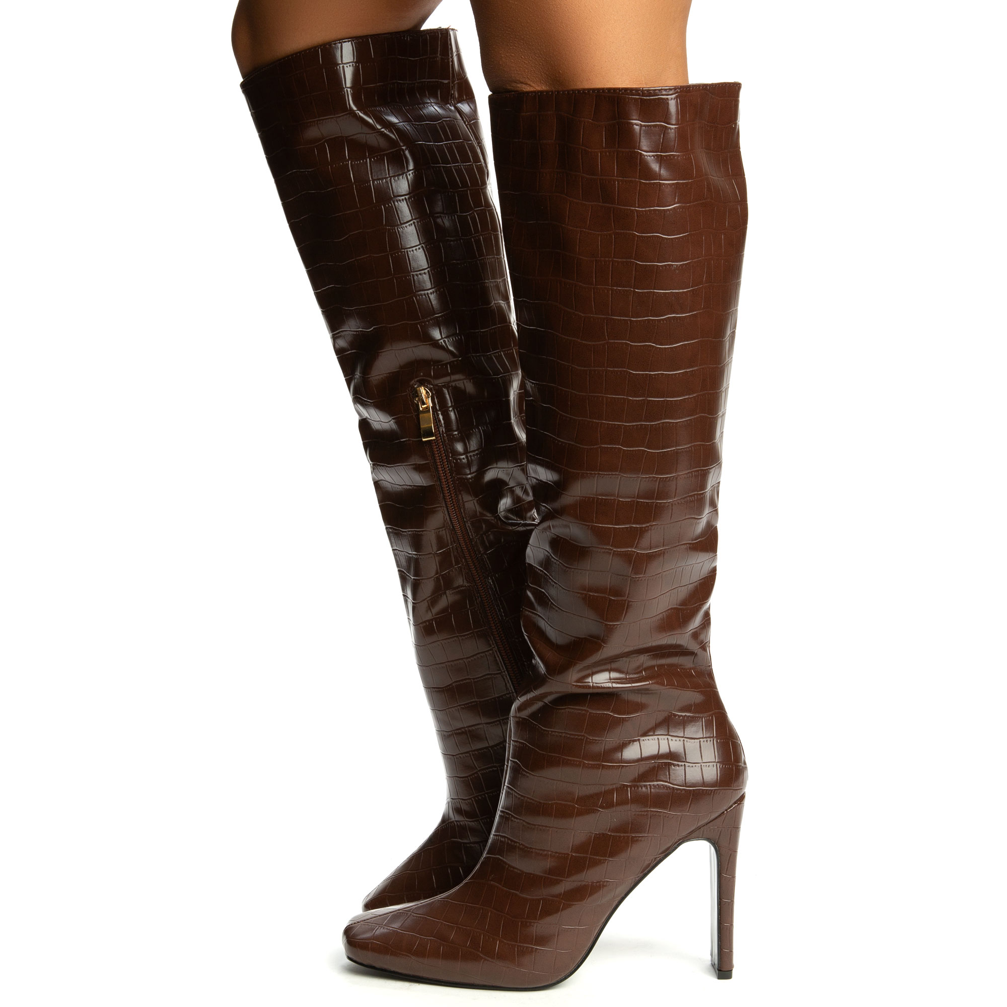 LILIANA Tequila-1 Knee High Heel Boot TEQUILA-1-CHOCO - Shiekh