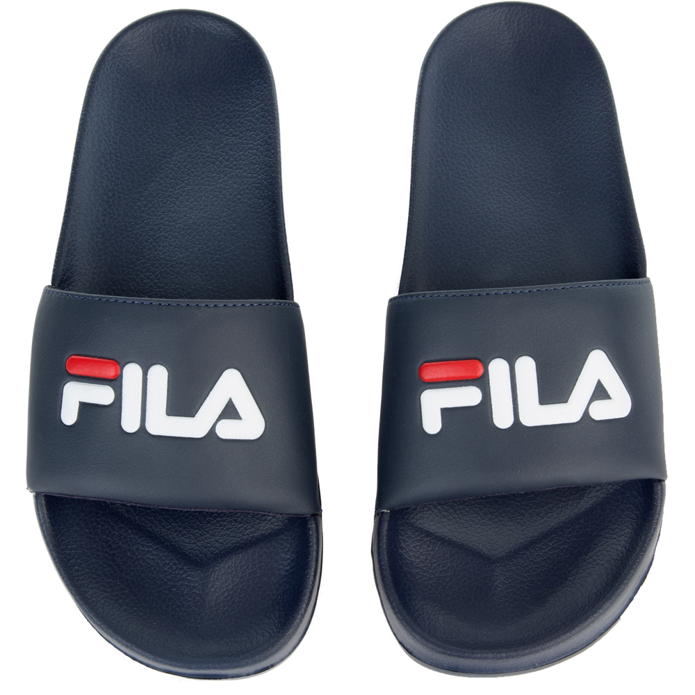 navy blue fila slides