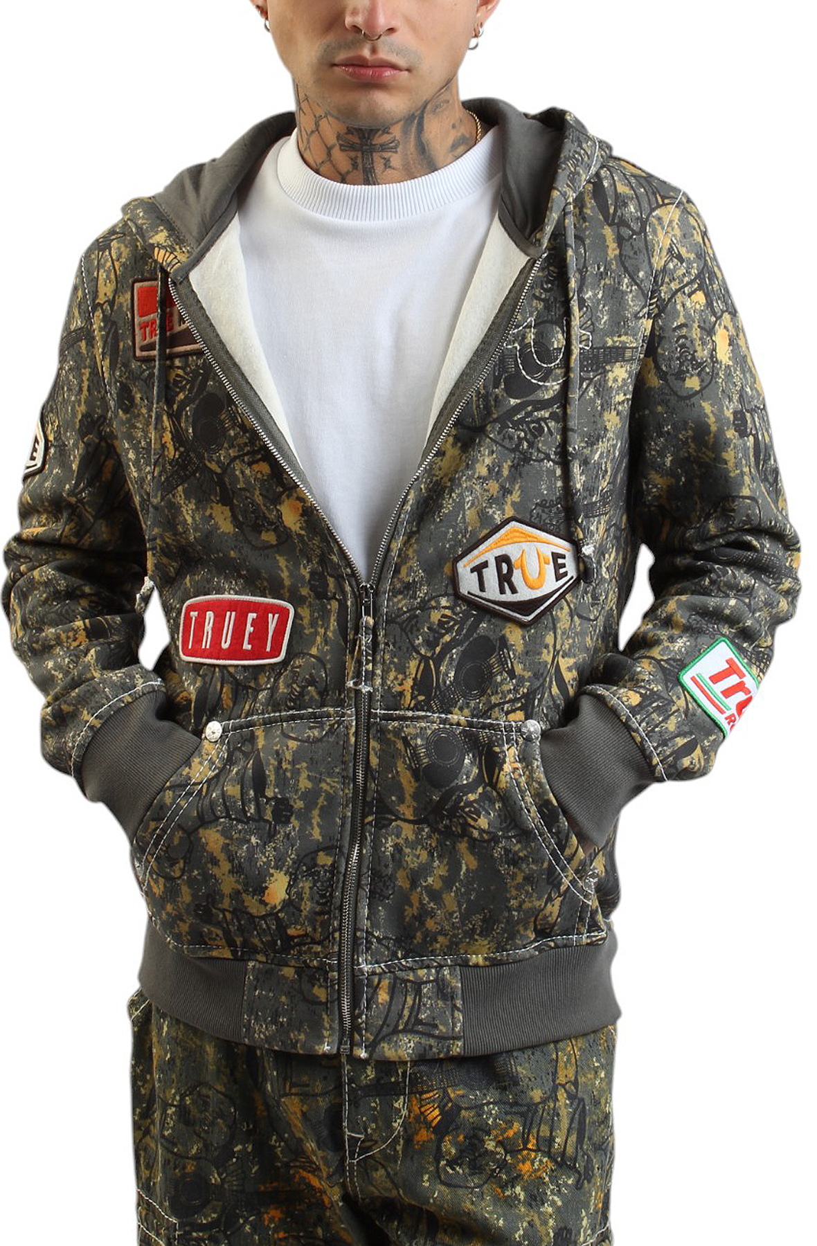 Men Big T Buddha Camo Zip Hoodie Camo Hoodies L Camo
