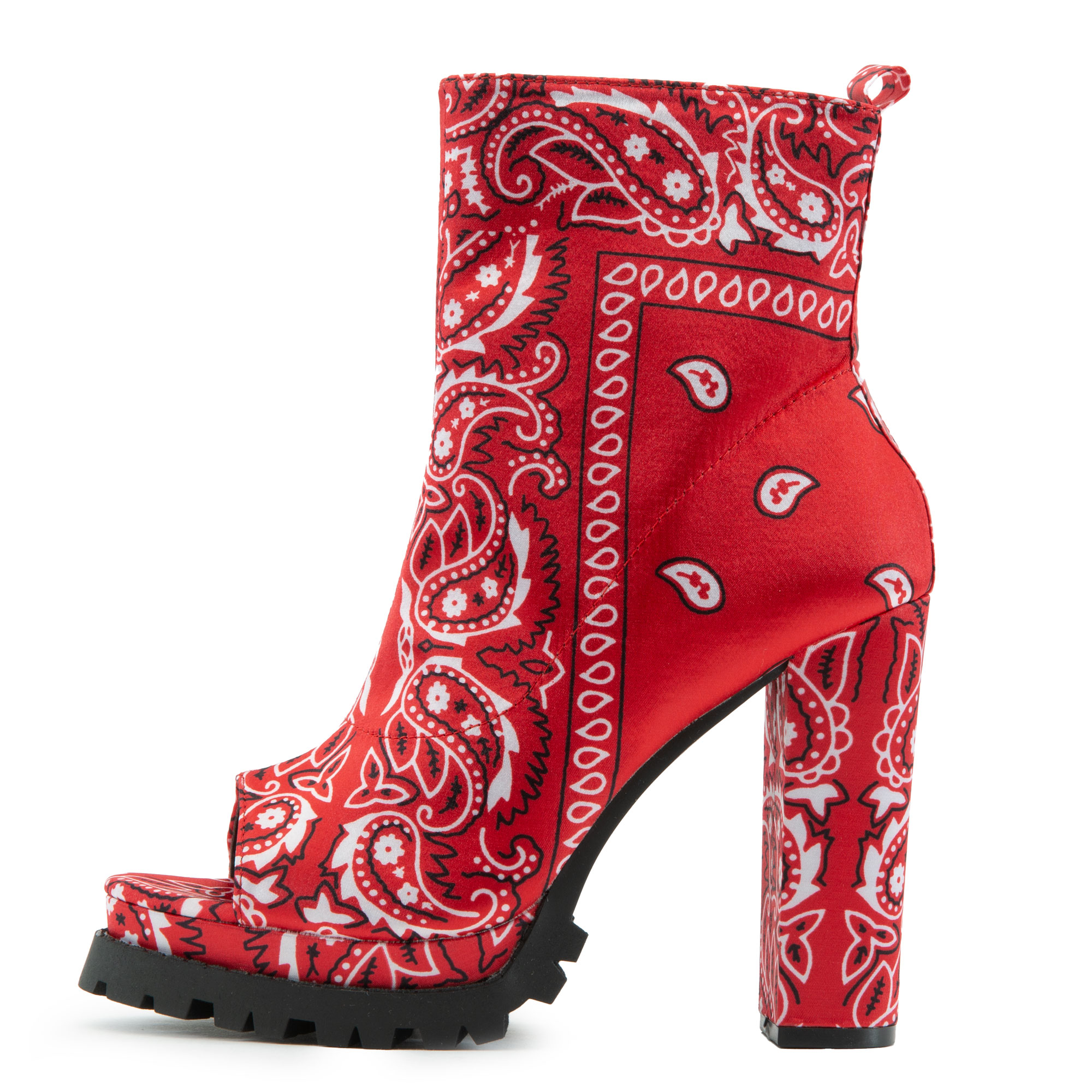 red peep toe ankle boots