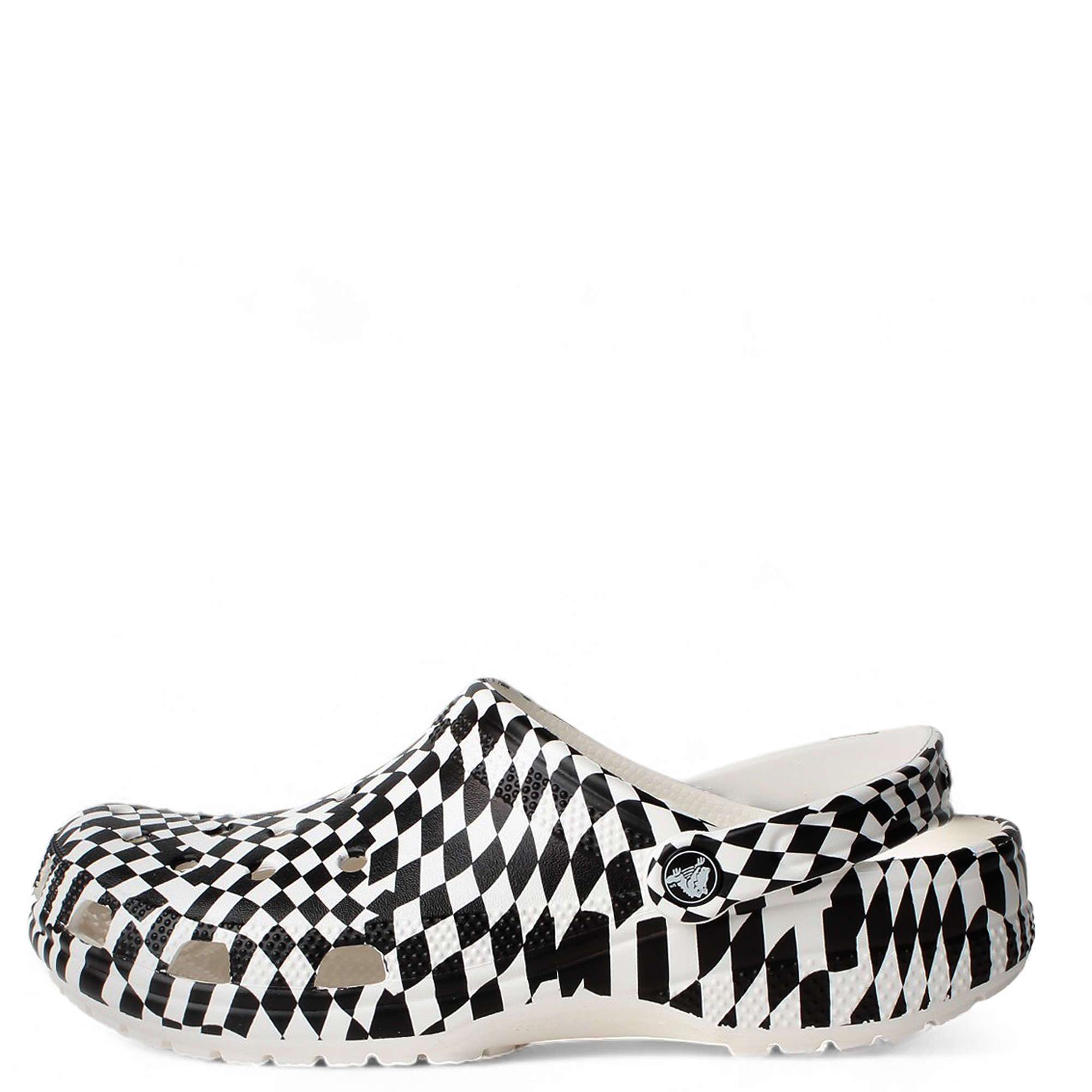 Men Classic Warped Checker Clog White/Black Sandal 13 M / 15 W White/Black