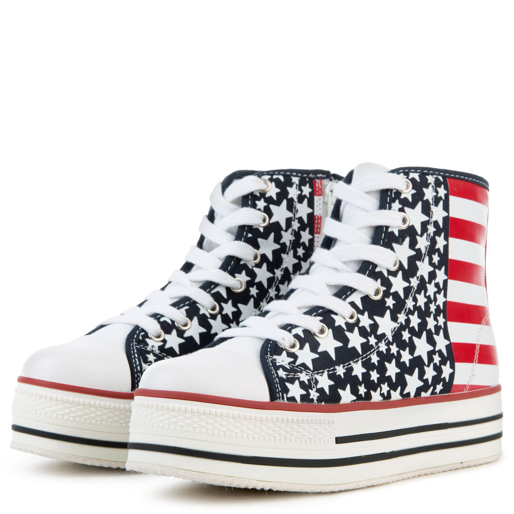 red white and blue platform sneakers