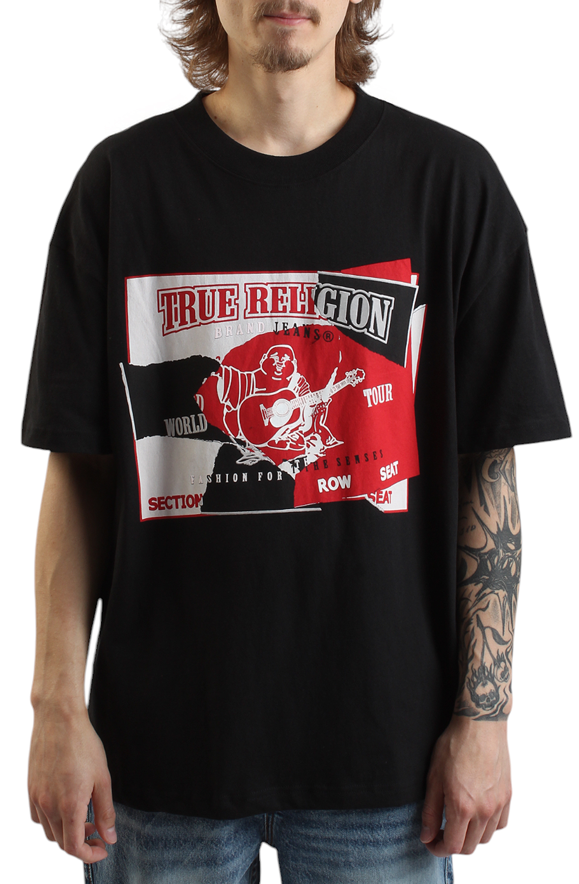 TRUE RELIGION Thick T-Shirt With Distressed Logo 108917-1001