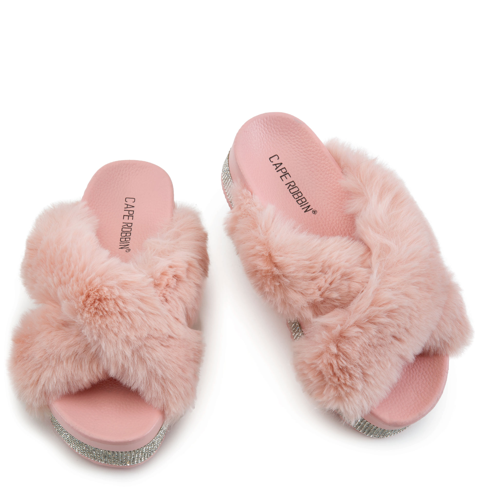 CAPE ROBBIN Spotty-Shi Platform Fur Slides SPOTTY-SHI-BLUS - Shiekh