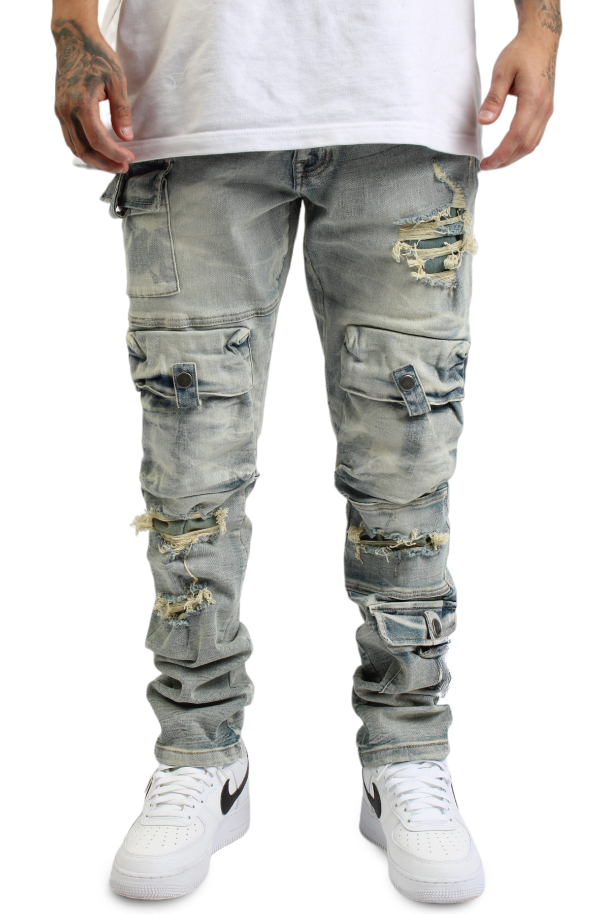 KHOKI】 Multi color denim jacket / Multi denim pants