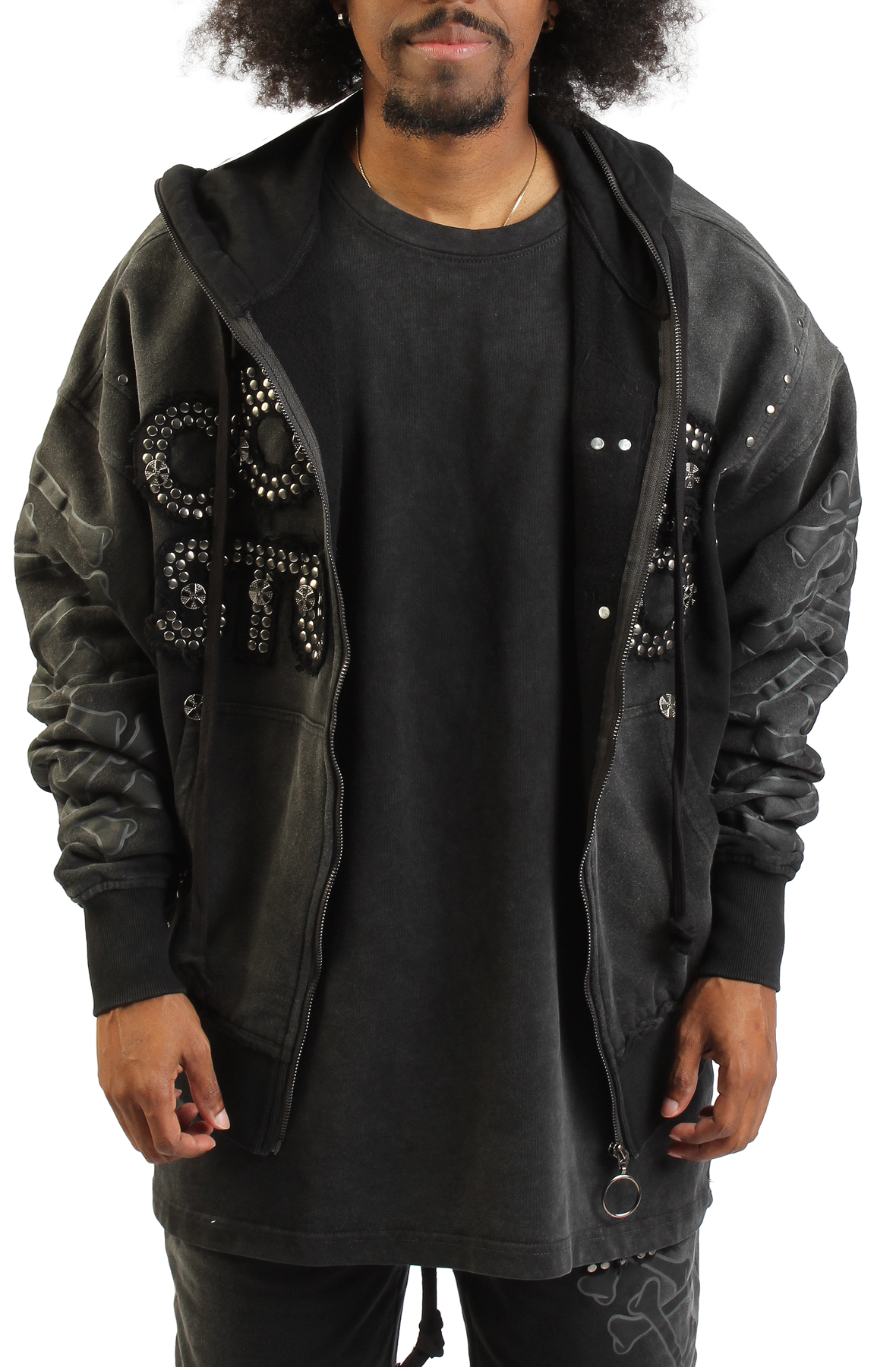 HUDSON Colere Bones Zip-Up Hoodie 619-BLK - Shiekh