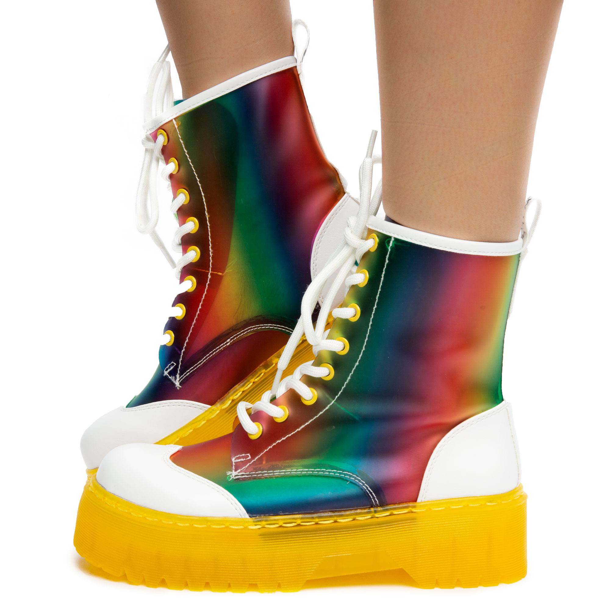 rainbow combat boots