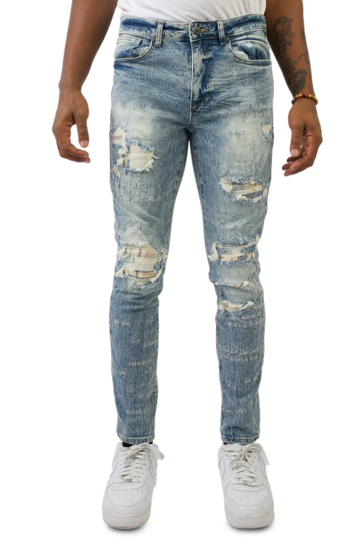 DS9C61 Shaded Blue Stretch Denim Jeans