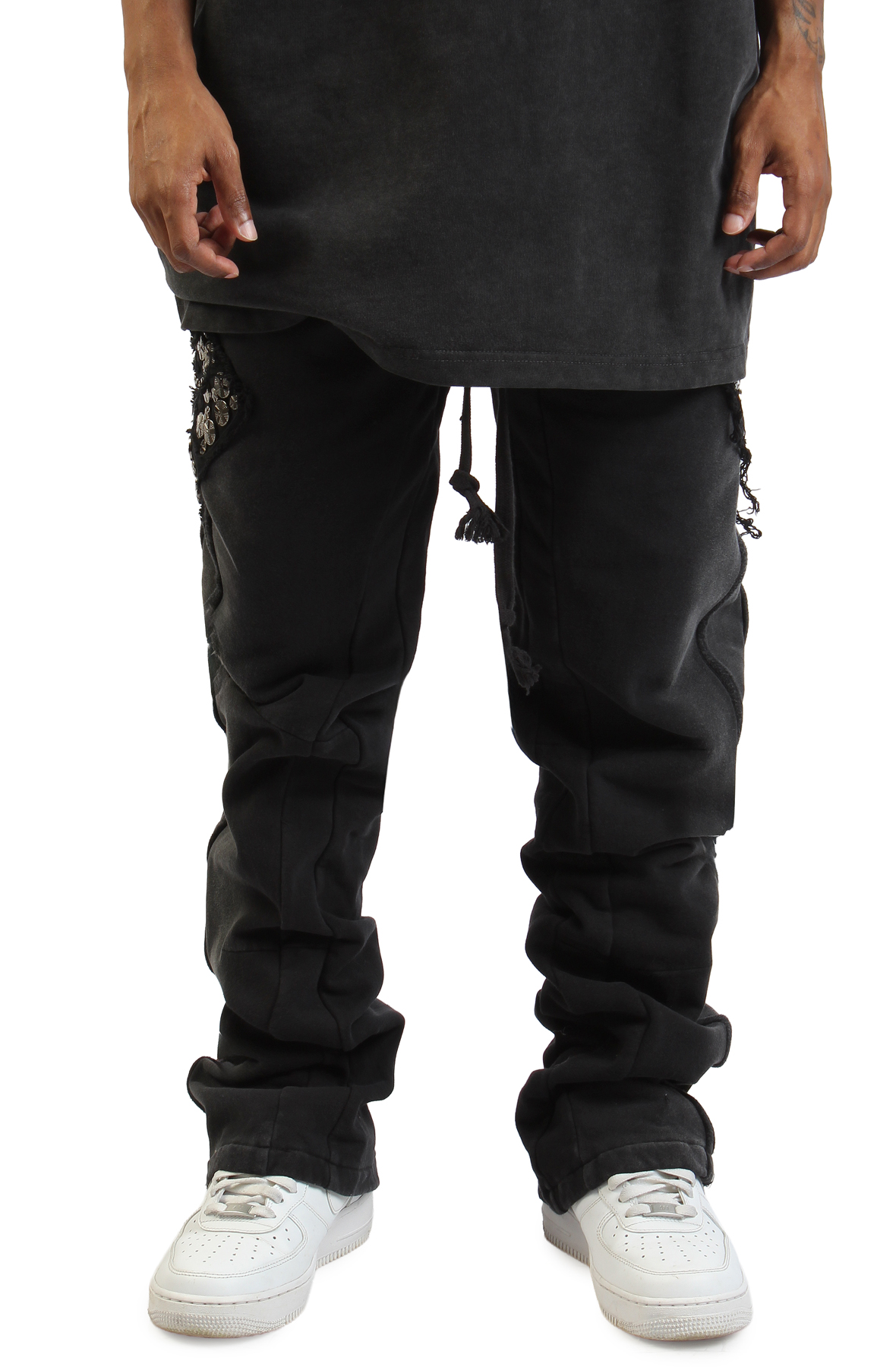 Men knight Jogger Black Pants XL Black