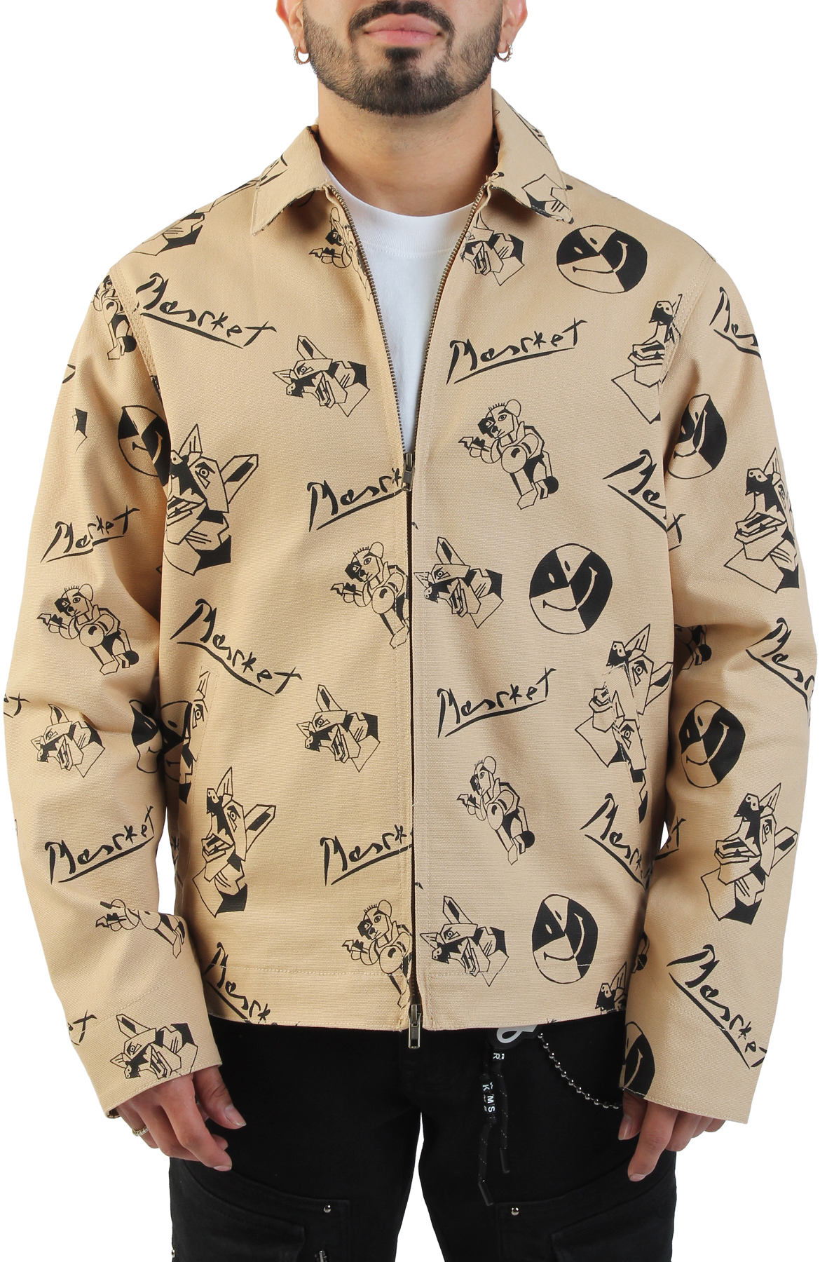 Men Smiley Cubism Work Jacket Khaki Jackets XL Khaki