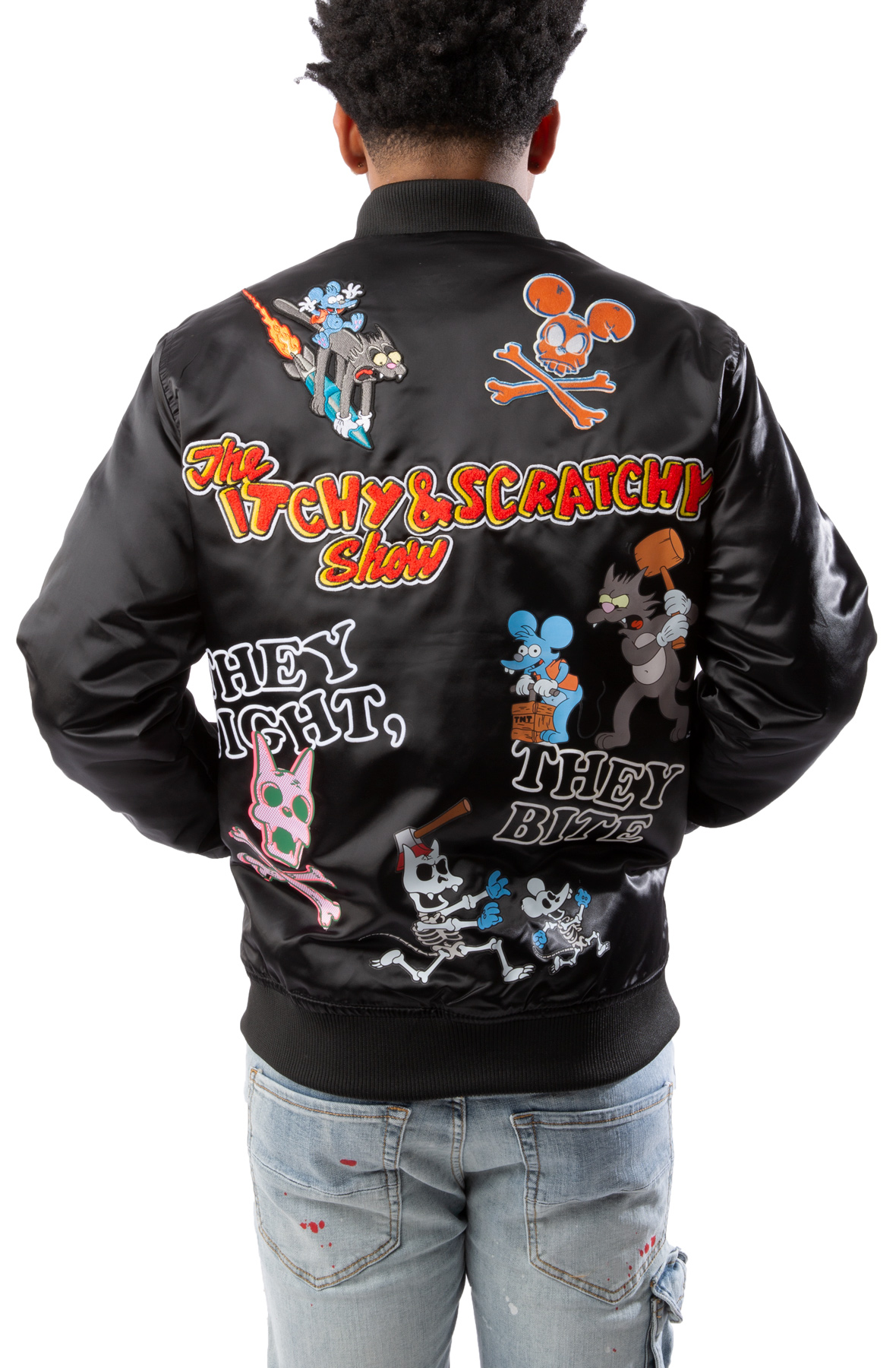 MAXIMA Itchy and Scratchy Bomber Jacket FM60074SH-BLK - Shiekh