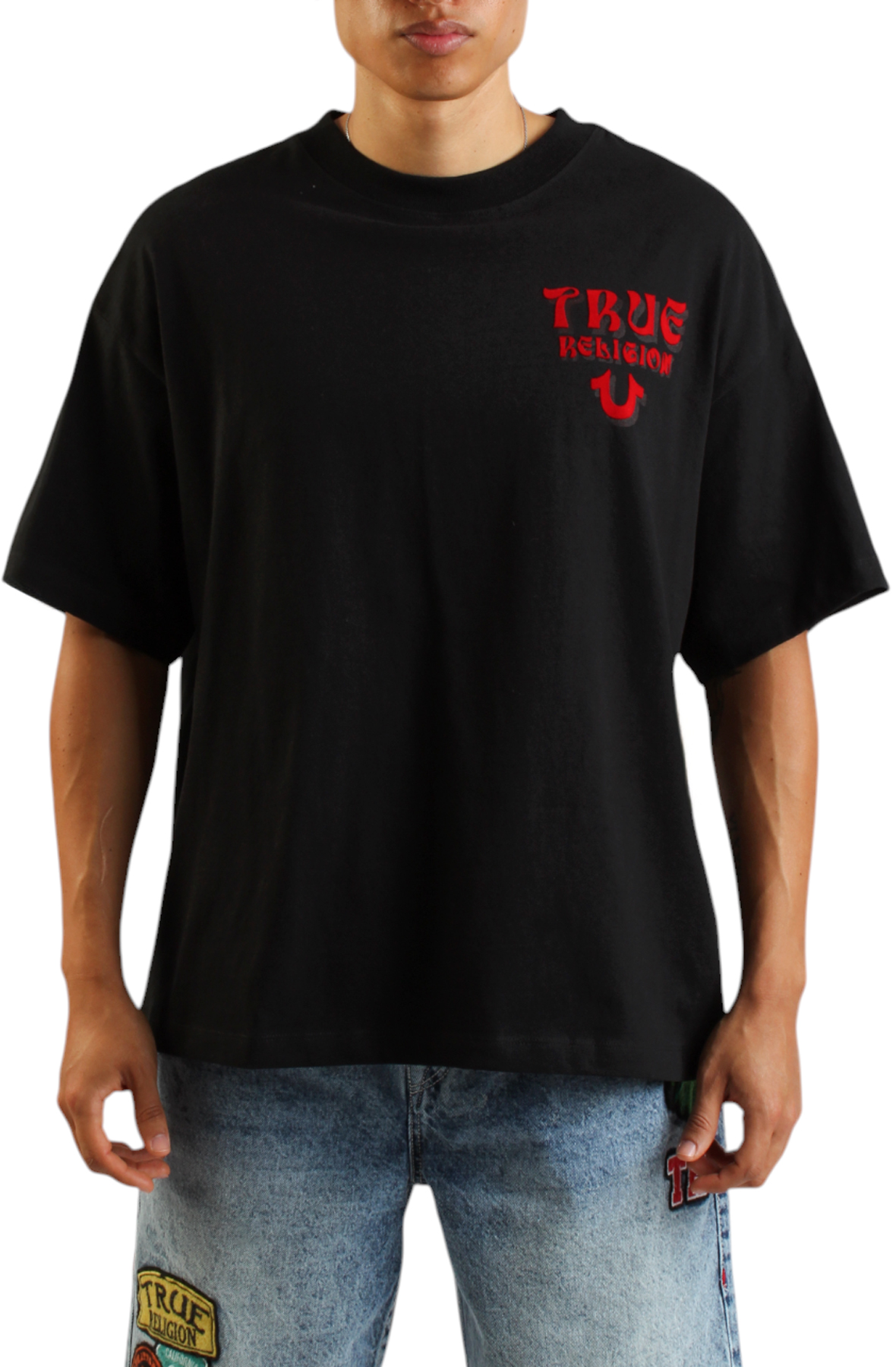 TRUE RELIGION Flocked Logo Oversized T-Shirt 109297-1001