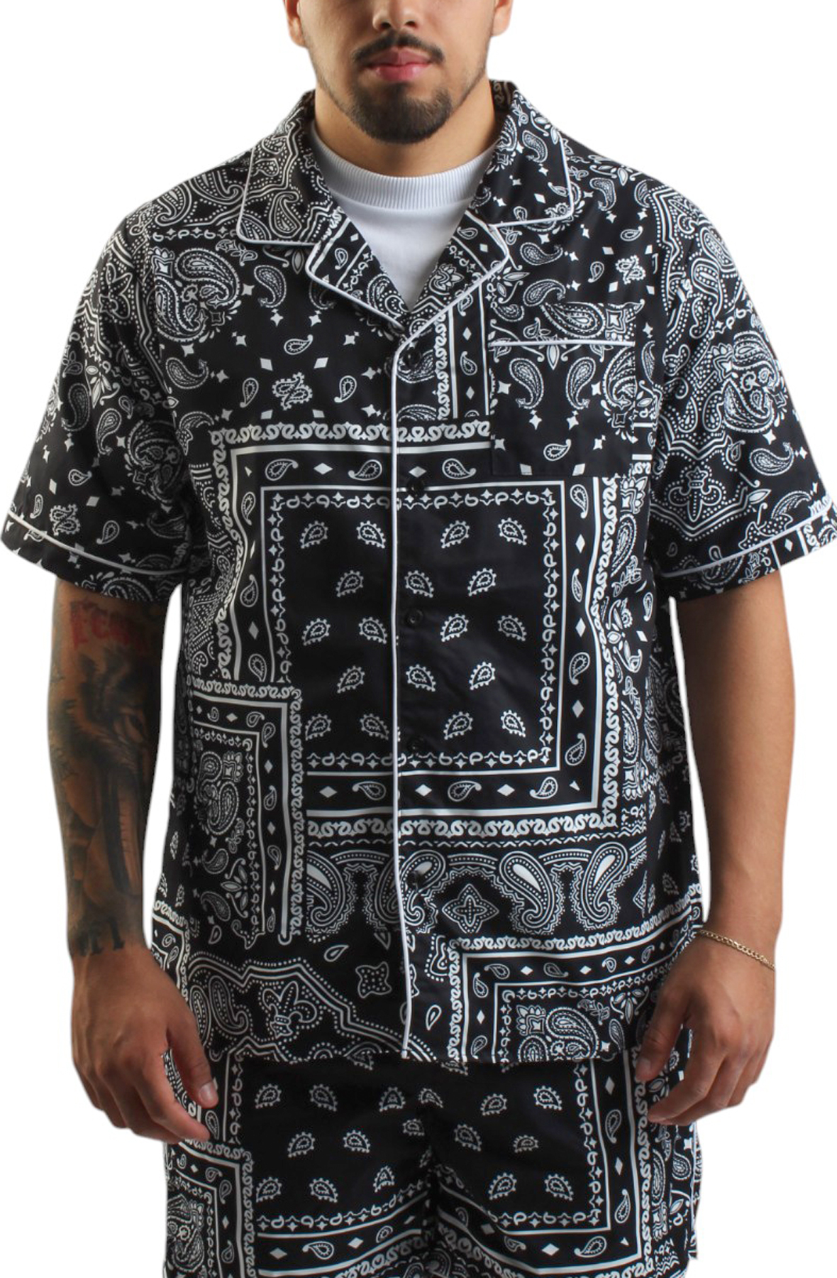 トップス KEBOZ PAISLEY RIP STOP OPEN COLLAR SHIRT ケボズ KEBOZ PAISLEY RIP STOP OPEN COLLAR SHIRT （GREEN