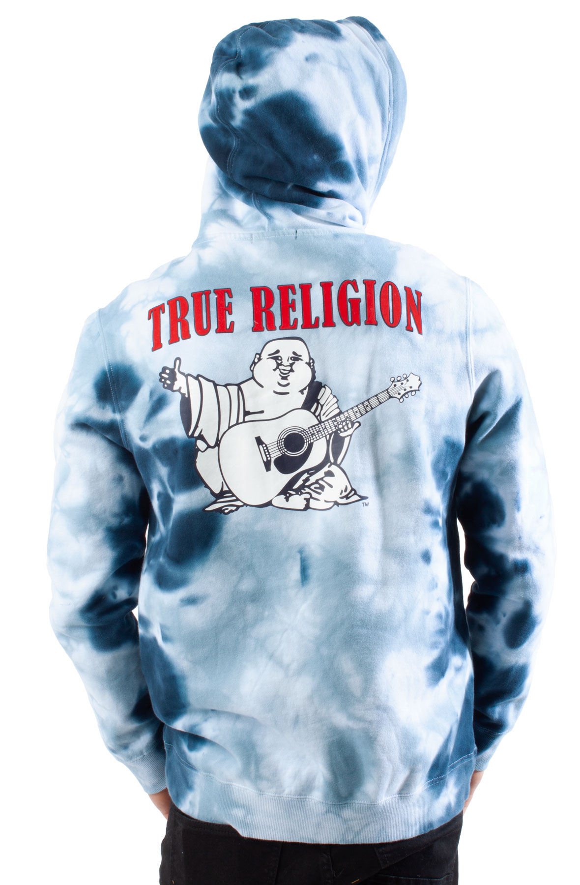 True Religion Buddha Logo Tie Dye Pullover Hoodie Onyx Mens Xtra Large On