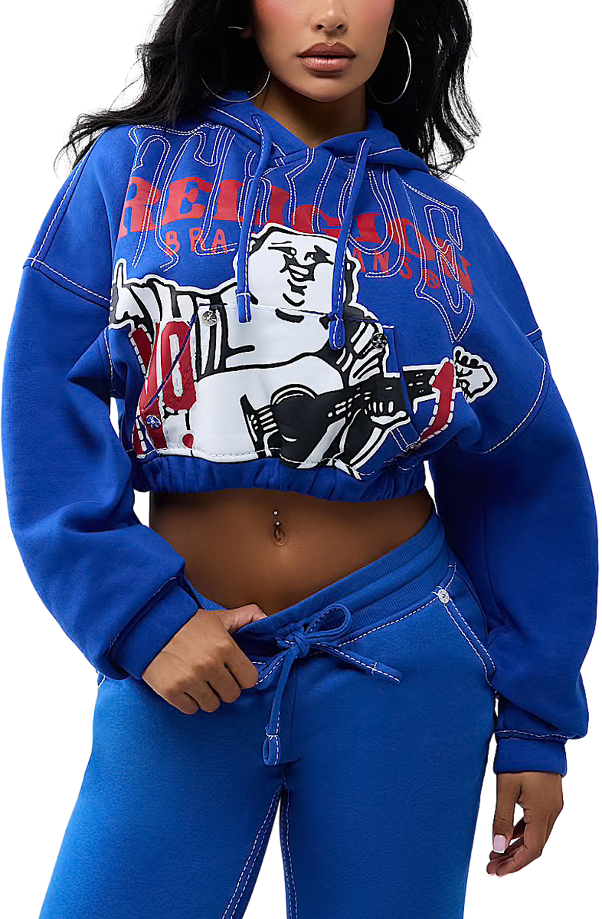 TRUE RELIGION stitch buddha big t girlfriend pullover hoodie