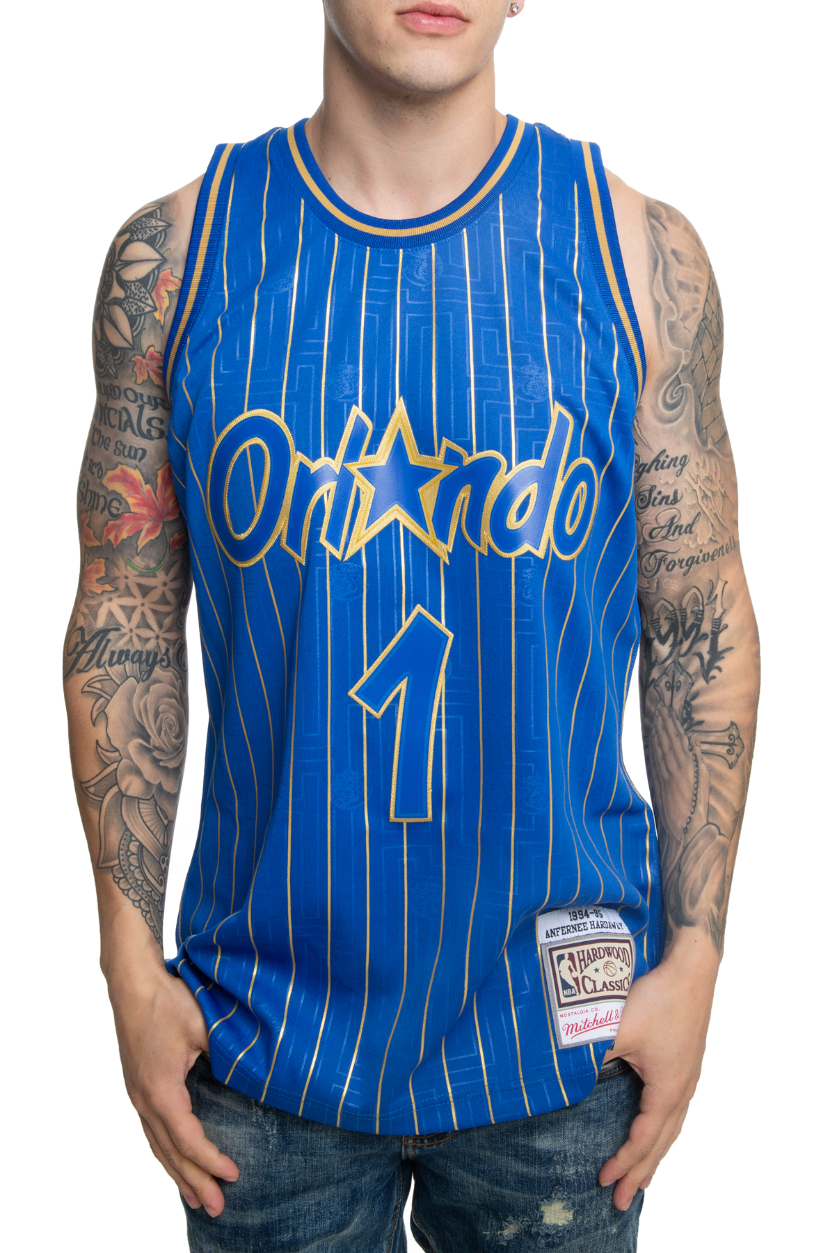 Basketball Jerseys/Orlando Magic#1 Tim Hardaway Retro Dense Embroidered  Jersey Sleeveless Quick-Drying Vest Adult,Blue,XL