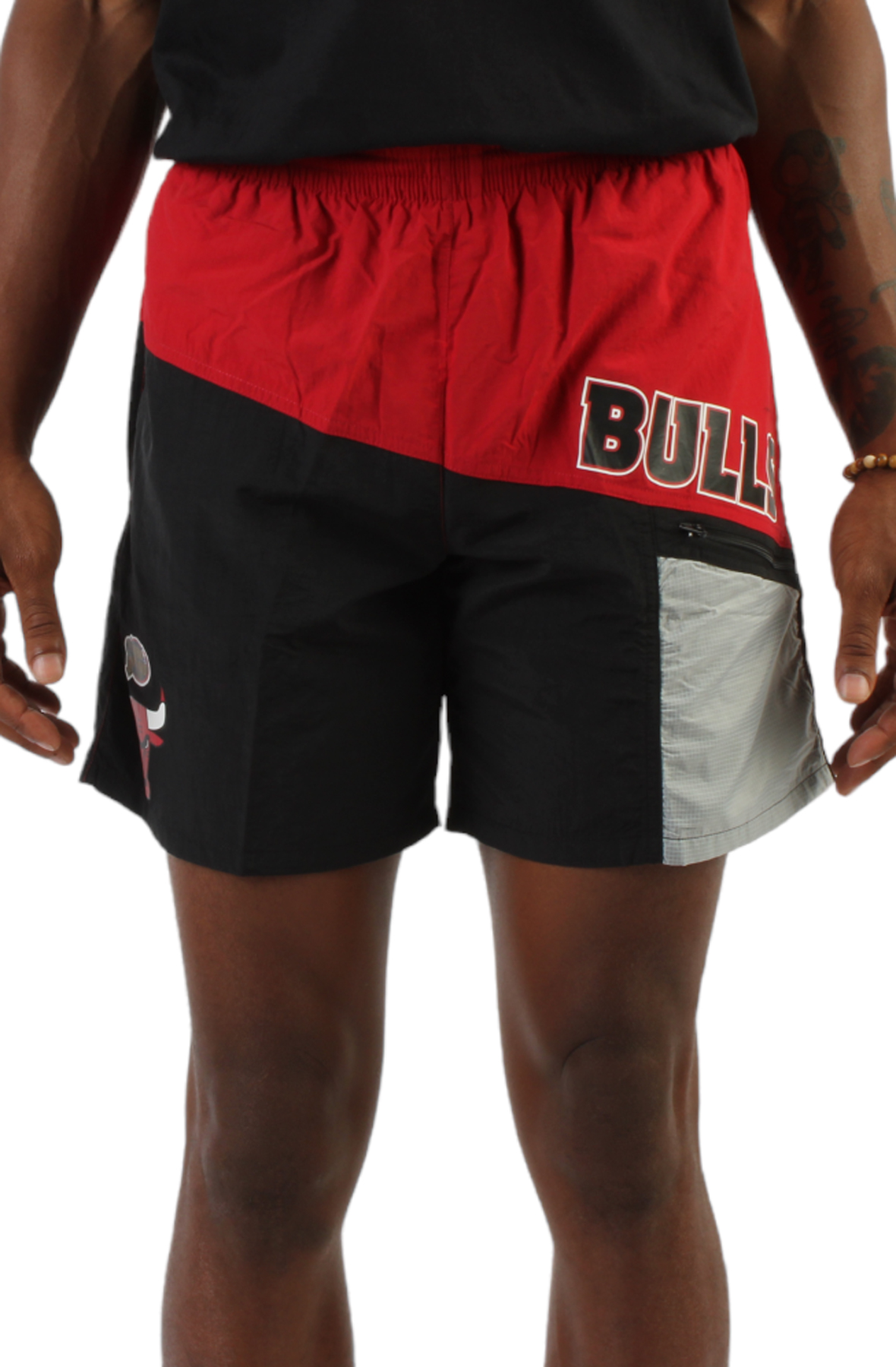 Mitchell & Ness Black Branded Nylon Shorts