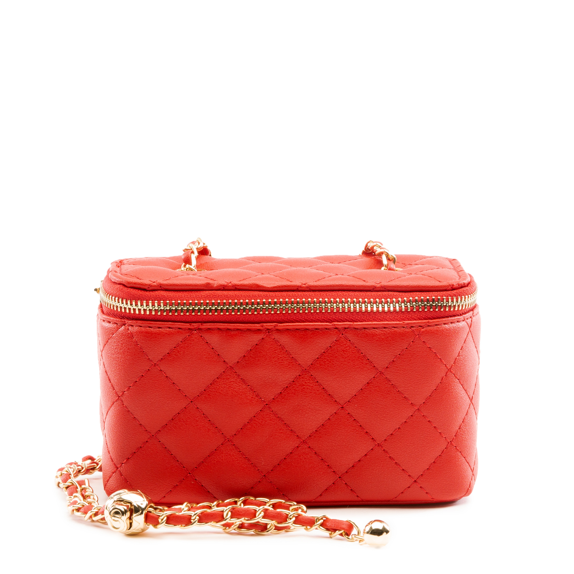 Women Quilted Rounded Square Crossbody Bag Red Bags OS Red