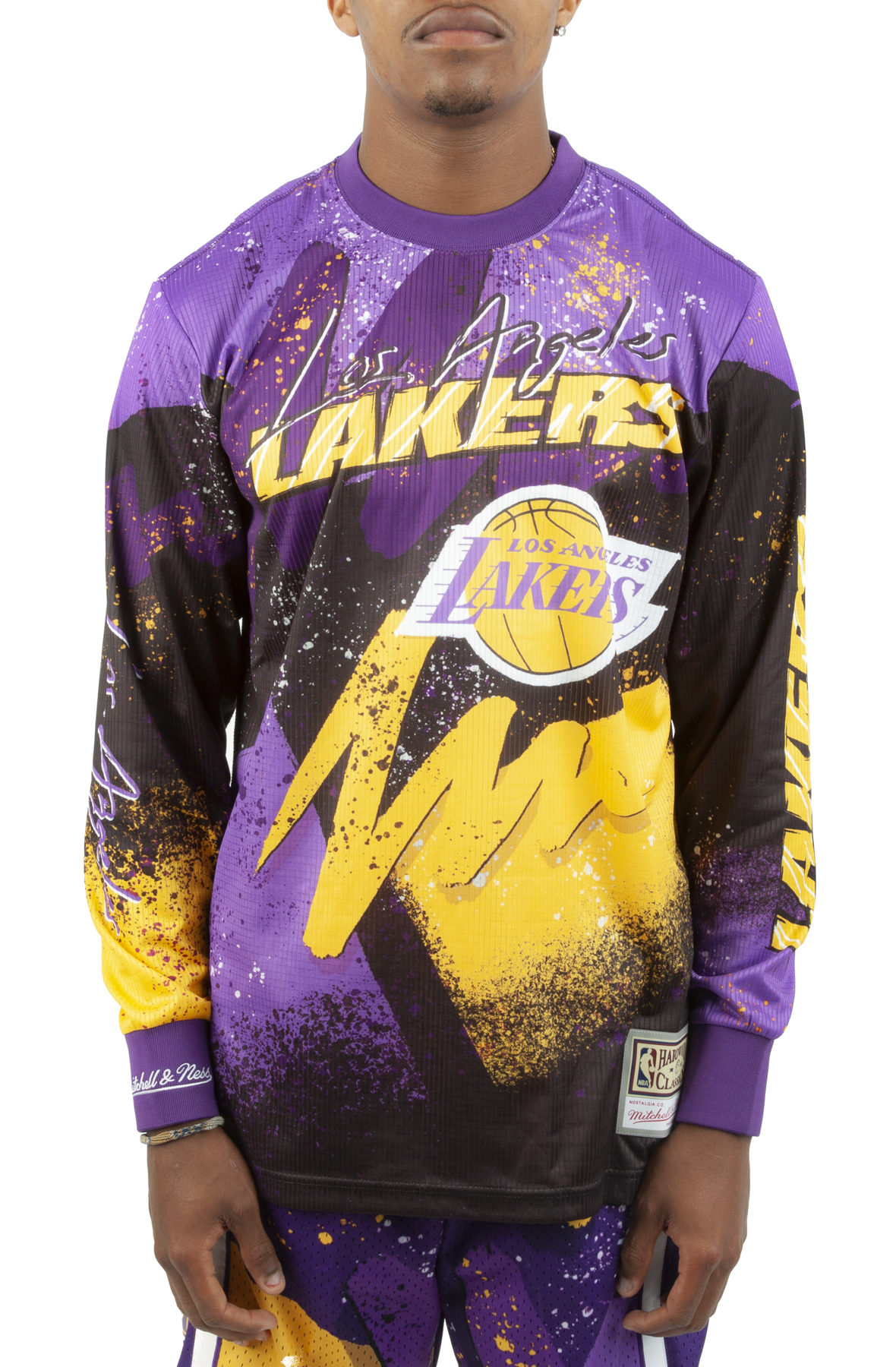 Lids Los Angeles Lakers Mitchell & Ness Hardwood Classics Hyper Hoops Moto  Sublimated Long Sleeve T-Shirt - Purple