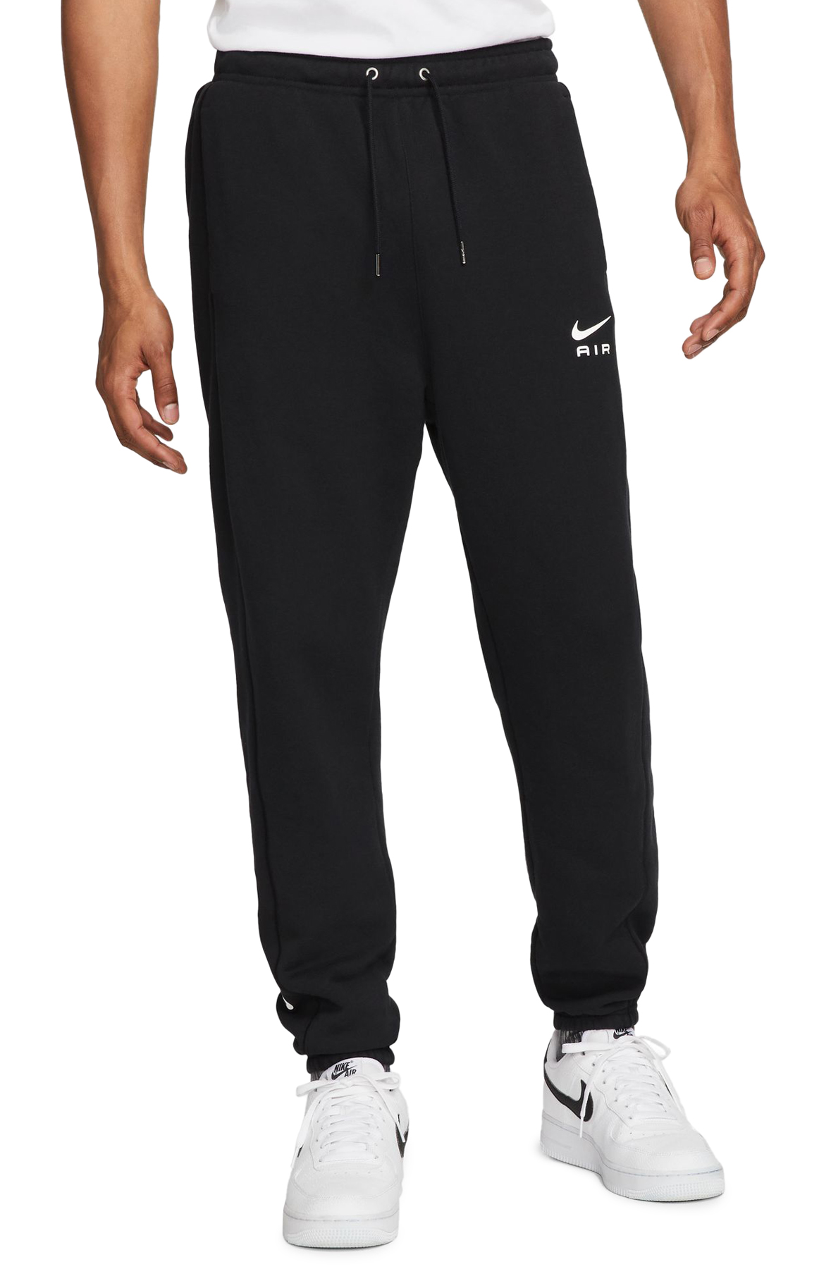 Soft French Terry Joggers With Shoe Lace Tie - Black