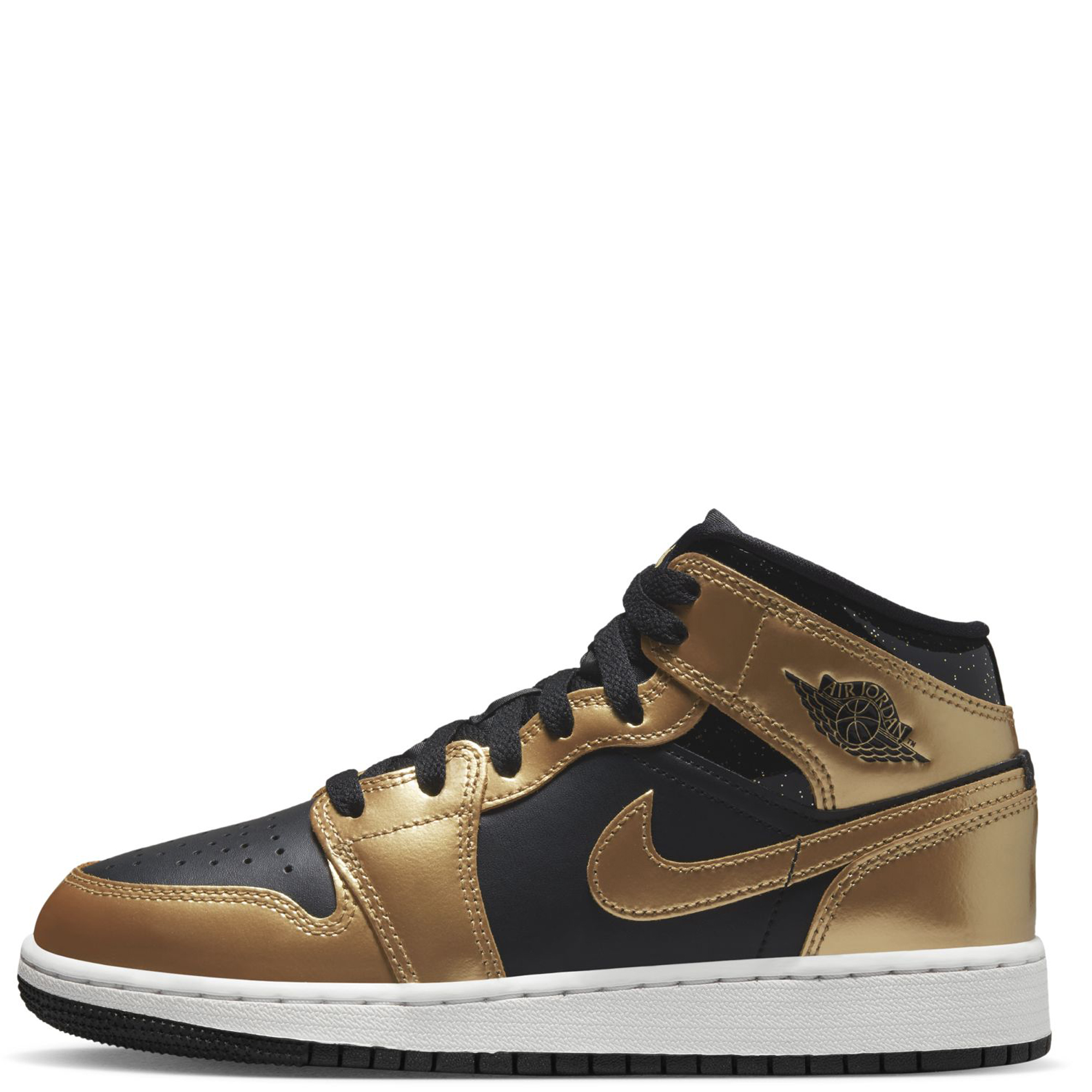 Jordan aj1 mid outlet black and gold