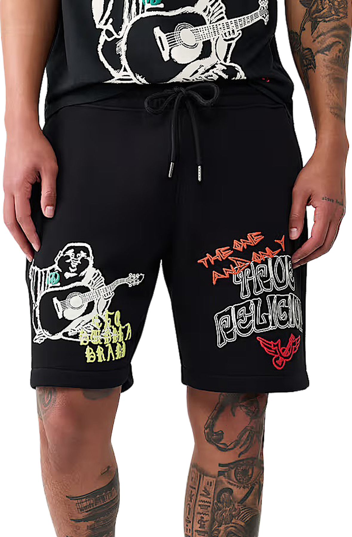 TRUE RELIGION Sketched Logo Fleece Short 110333-1001 - Shiekh