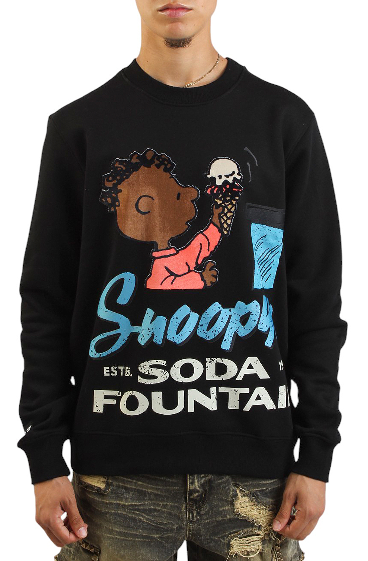 MAXIMA Snoopy Soda Fountain Crewneck PN50347-BLK - Shiekh