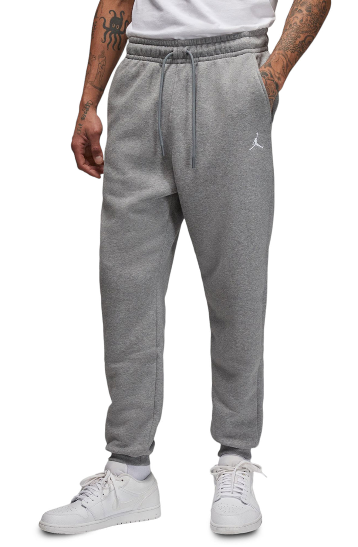 Essentials Fleece Pants  Carbon Heather/White