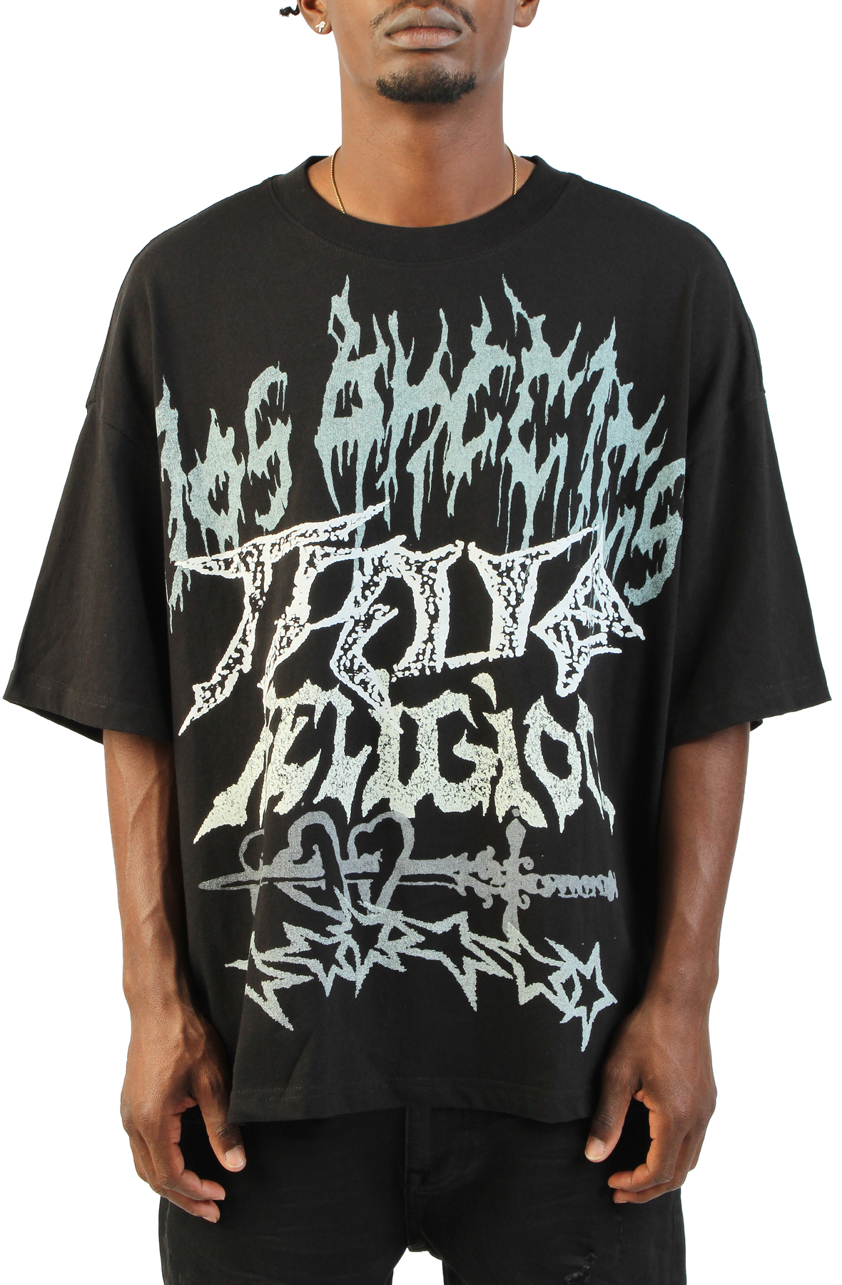TRUE RELIGION Grunge Heavy Metal T-Shirt 110667-1001 - Shiekh