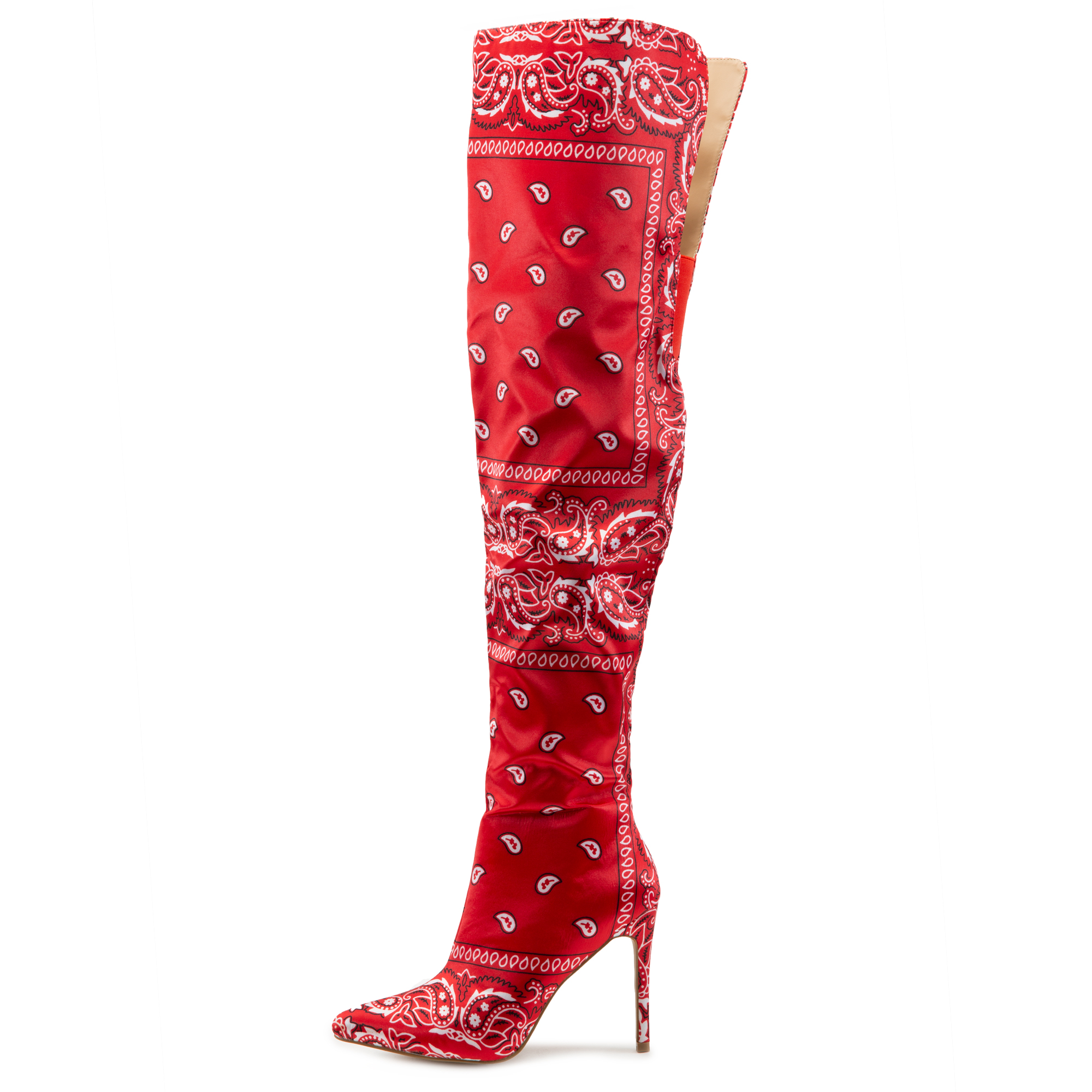 women's red knee high boots