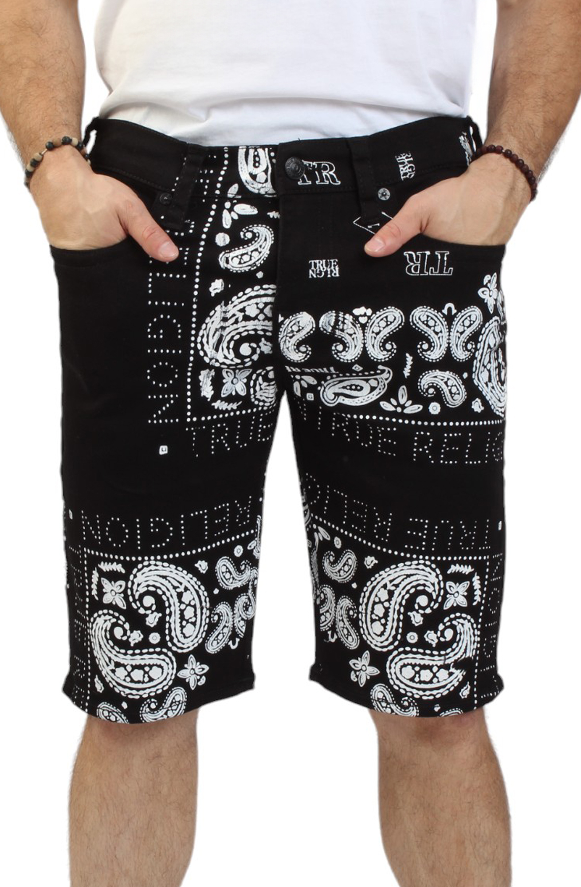 TRUE RELIGION Ricky Paisley Denim Short 108168-BLK - Shiekh