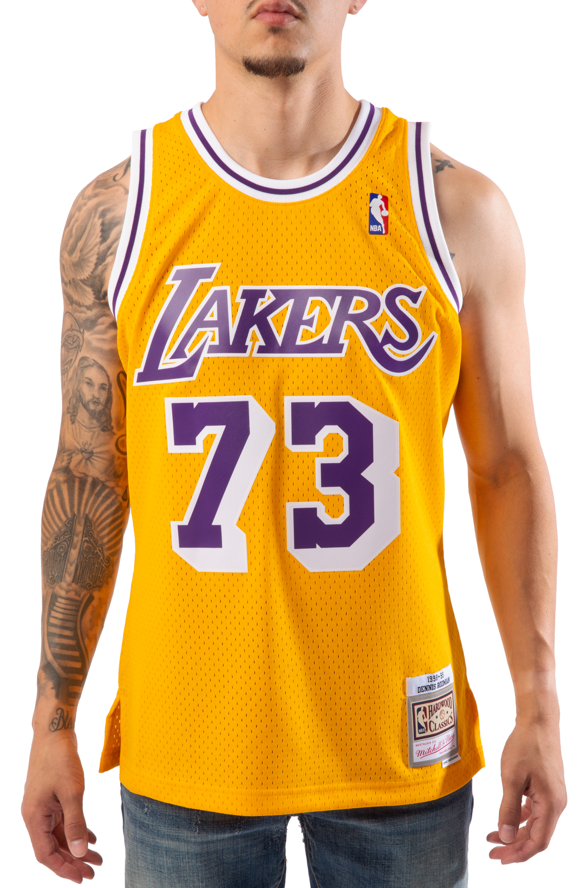 Los Angeles Lakers Mens Jersey Mitchell & Ness #73 Dennis Rodman Swingman  Yellow