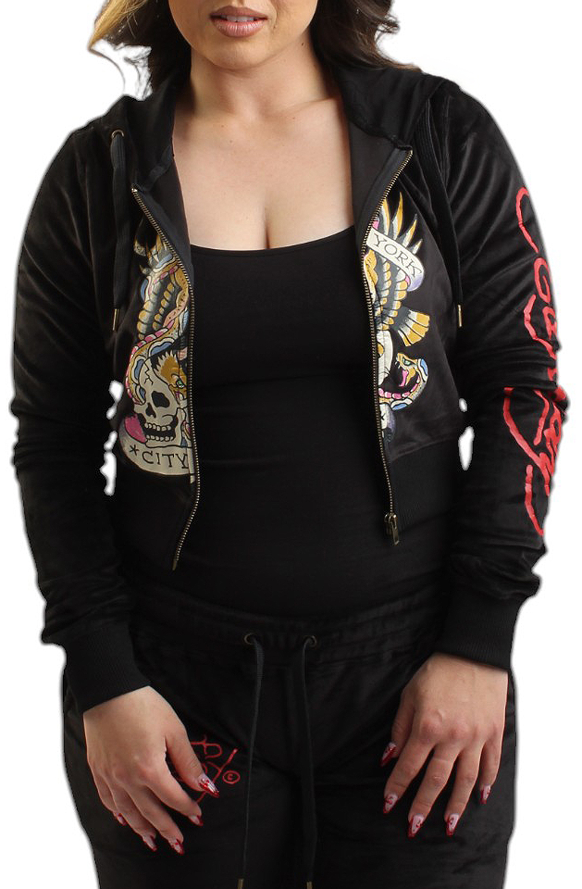 ED HARDY NYC SKULL VELOUR ZIP EHW1807-1 - Shiekh