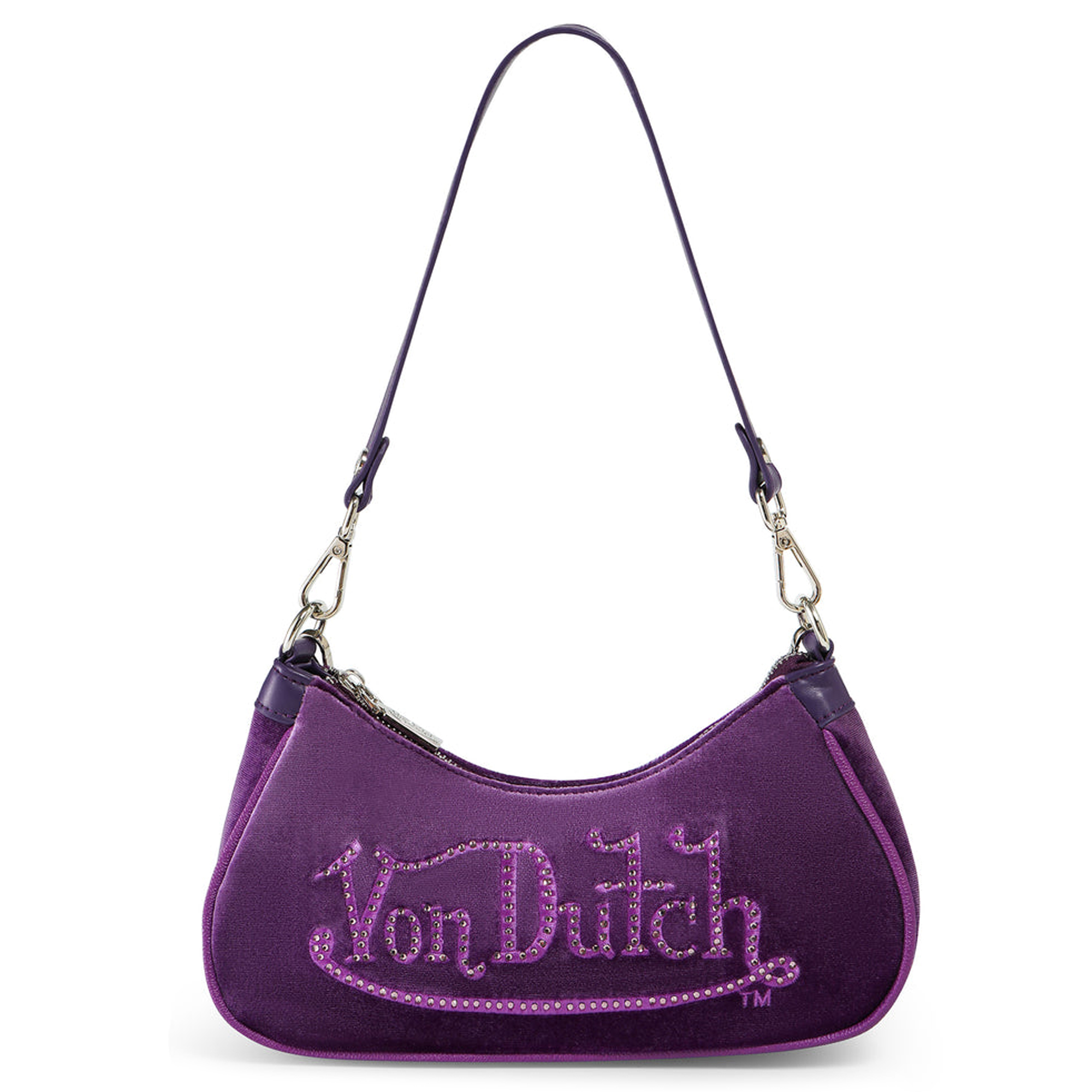 Women Rhinestone Velvet Shoulder Bag Purple Handbags 1SIZE Purple