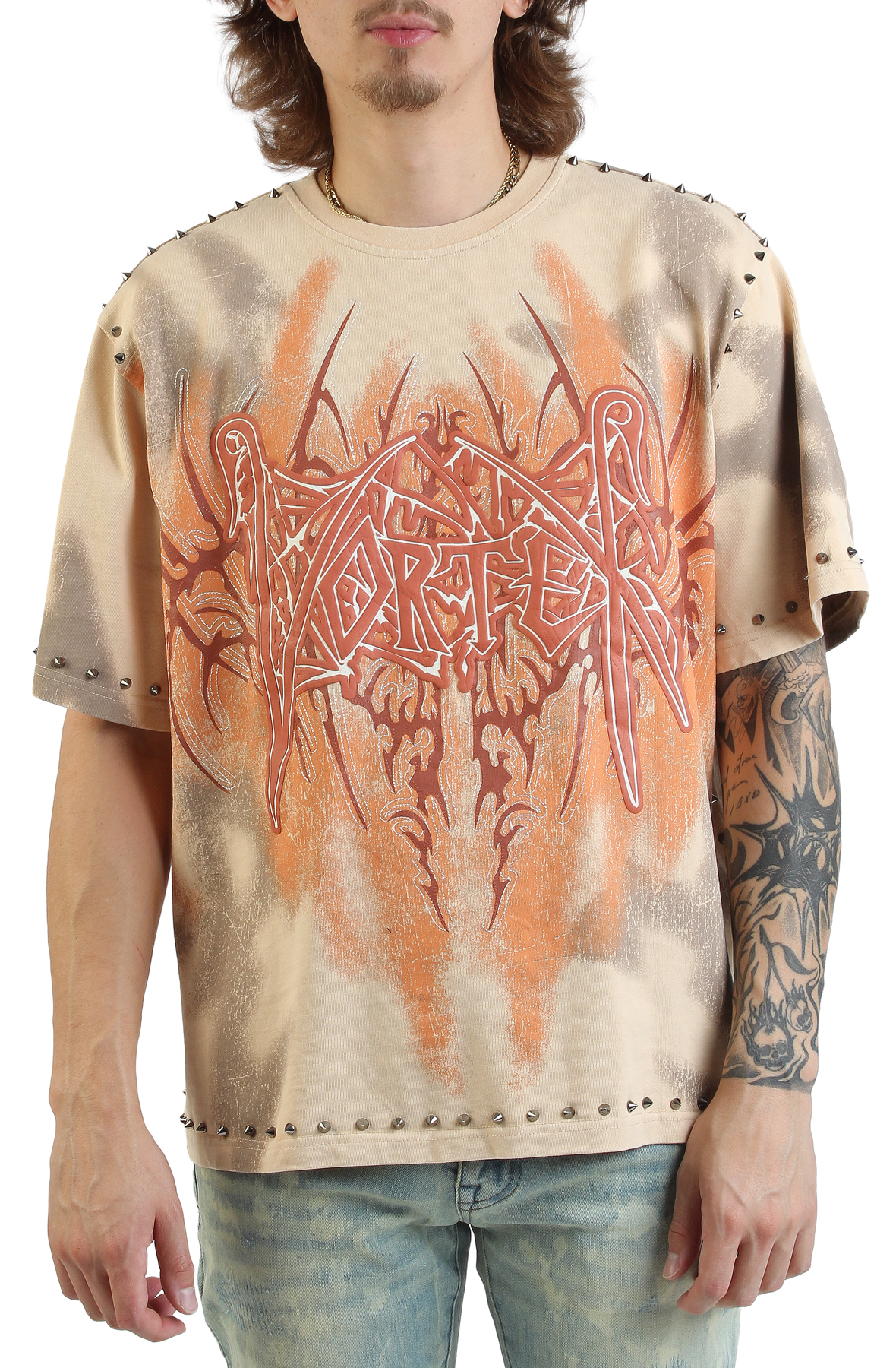 SMOKE RISE Ascended Studded T-Shirt KT25661SK-SMOKE - Shiekh