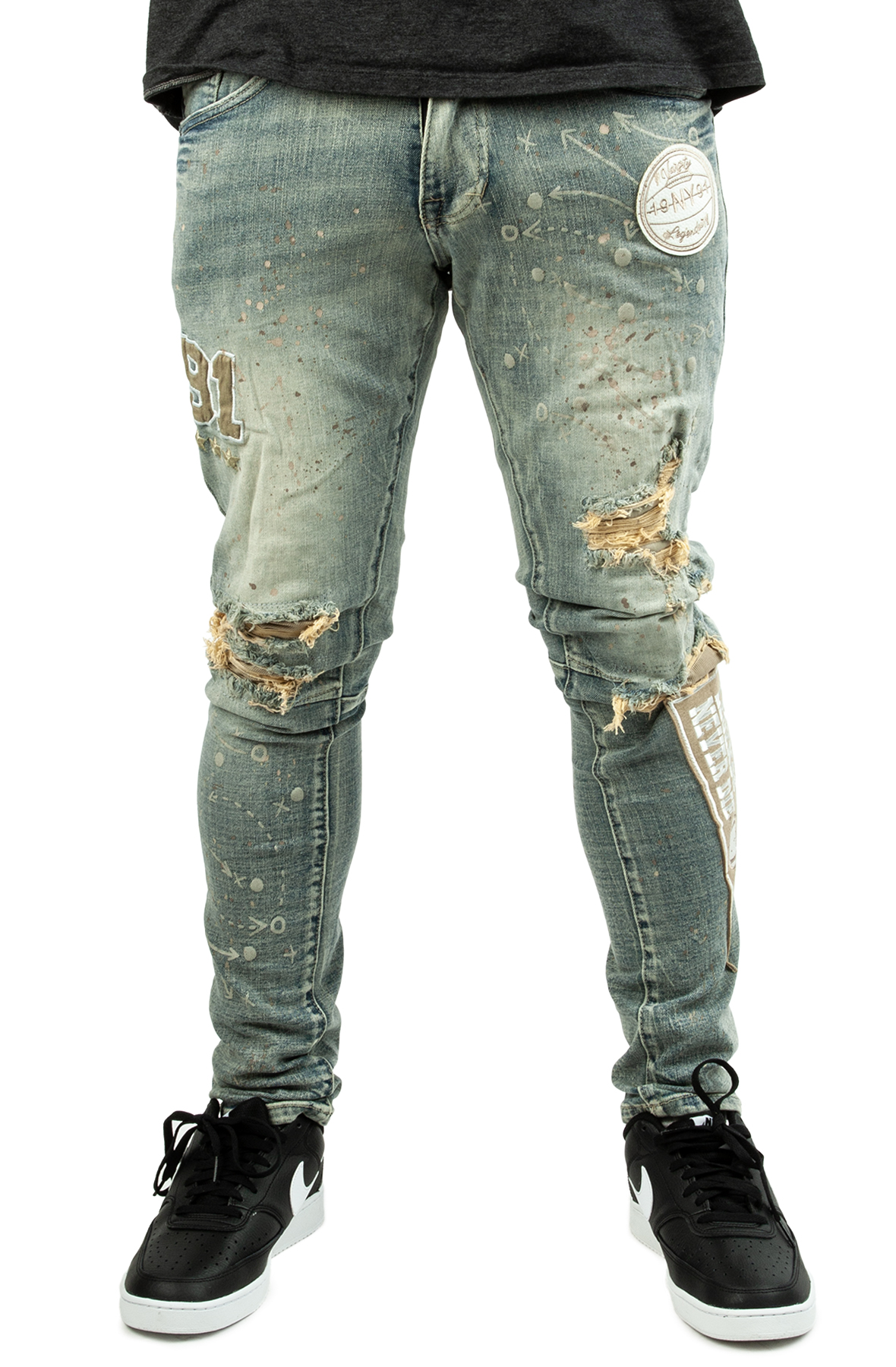 smoke Rise デニム28 drip SMOKE RISE Varsity Detailed Jean JP22645-ALP - Shiekh